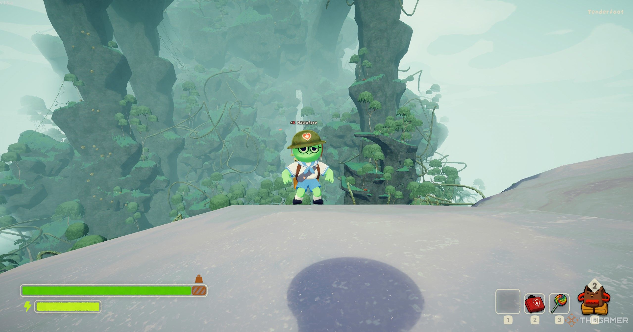 A player standing in a new biome in Peak.