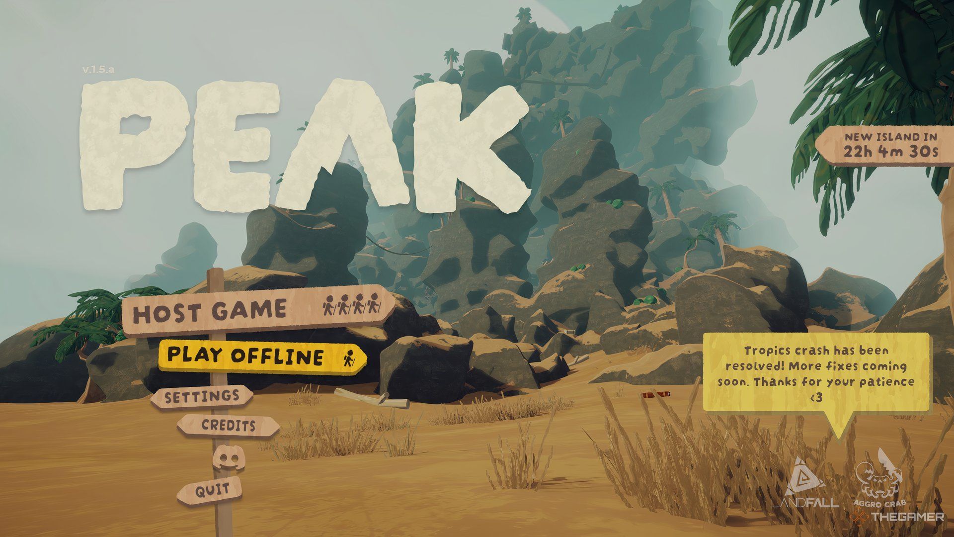 The Menu Screen For Peak With The Play Offline Option Highlighted.