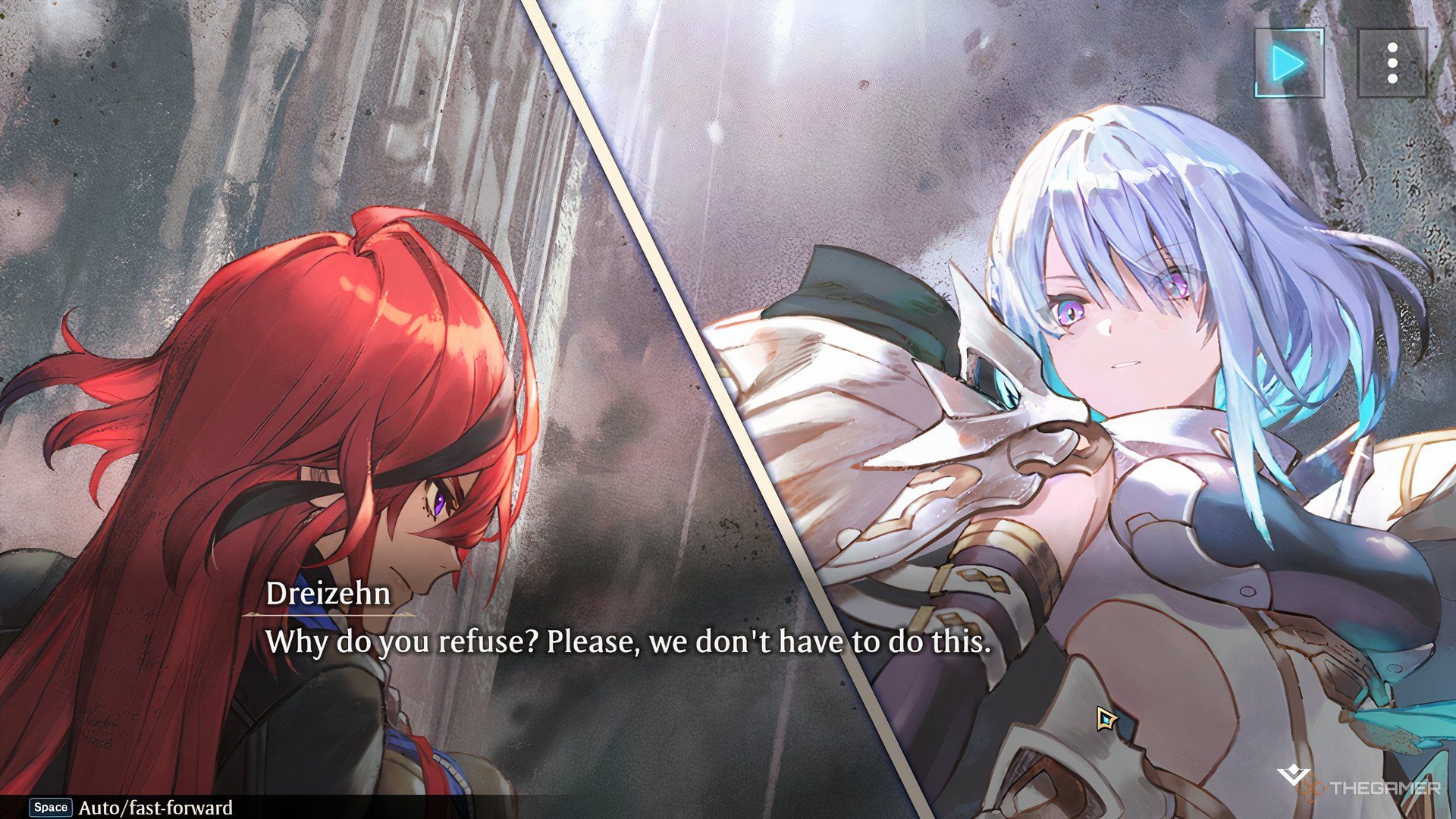 Dreizehn Fighting Another Leader In Story Mode Of Shadowverse Worlds Beyond.