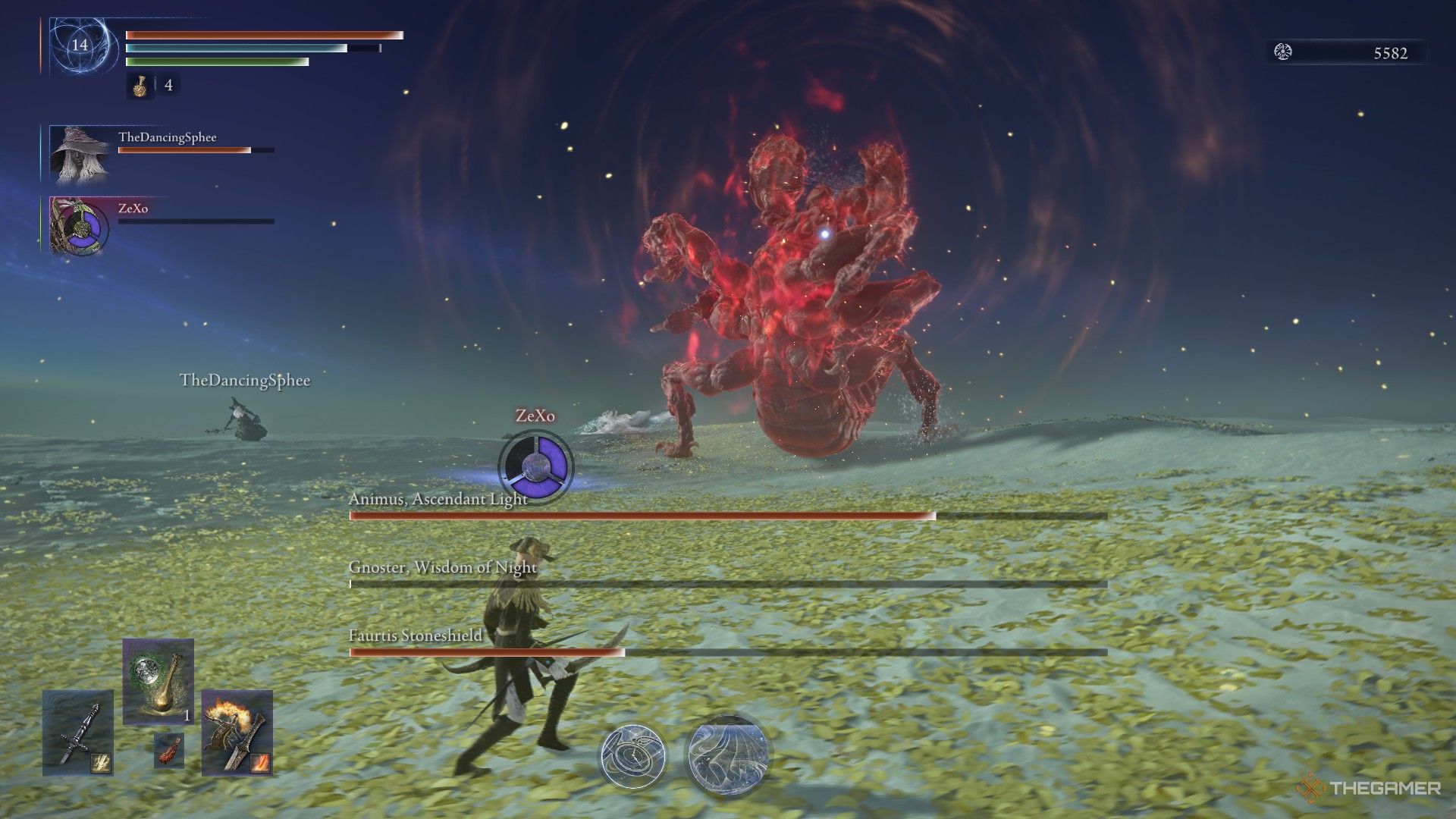 Roaring Possessed Faurtis defeats Ironeye during his Everdark fight in Elden Ring Nightreign.
