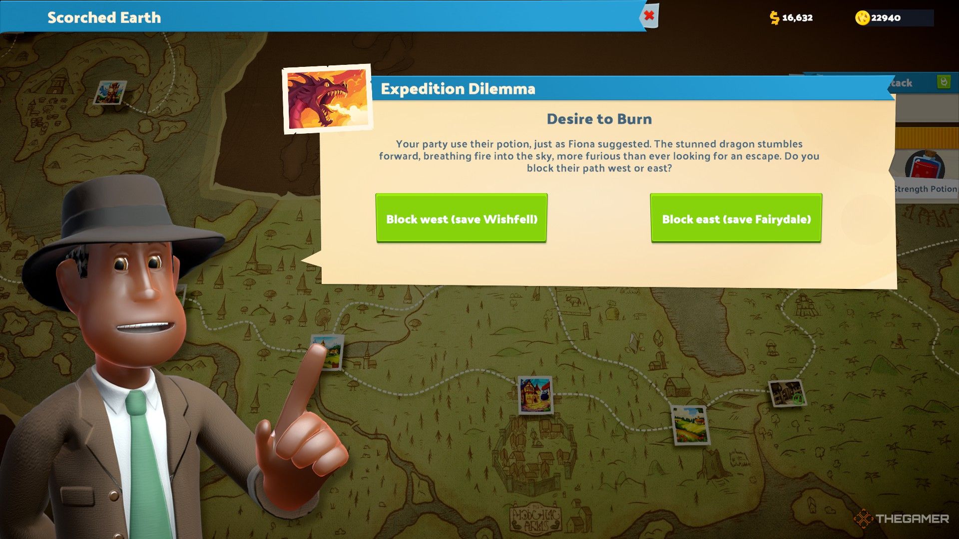 a dilemma appears during the first dragon encounter in two point museum's fantasy finds dlc, forcing the player to choose which village to save and which to sacrifice.