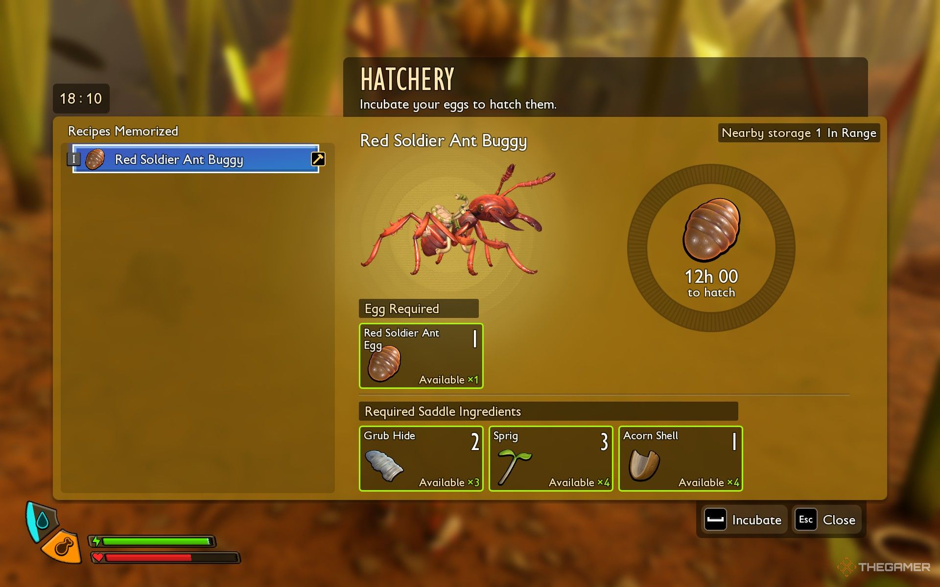 The ingredients for the saddle in Grounded 2.