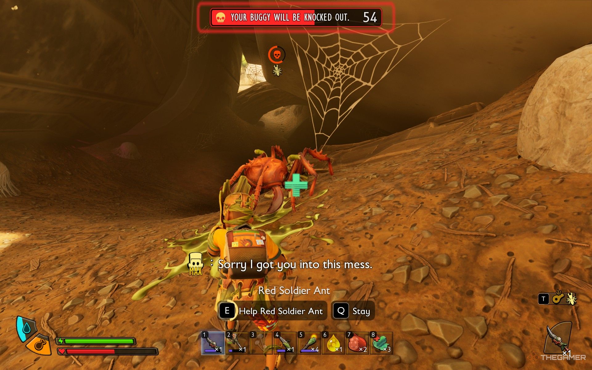 Reviving a red ant soldier in Grounded 2.