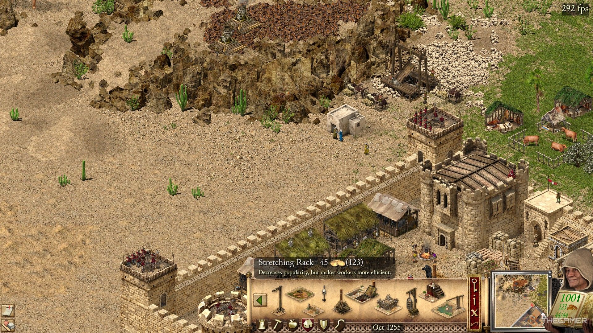 the stretching rack is selected for construction in stronghold crusader: definitive edition.