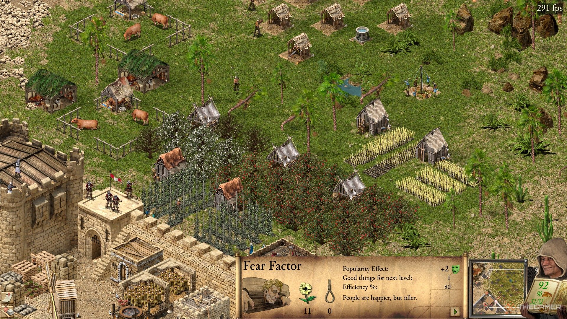 a farm in stronghold crusader: definitive edition works less efficiently because of entertainment nearby.