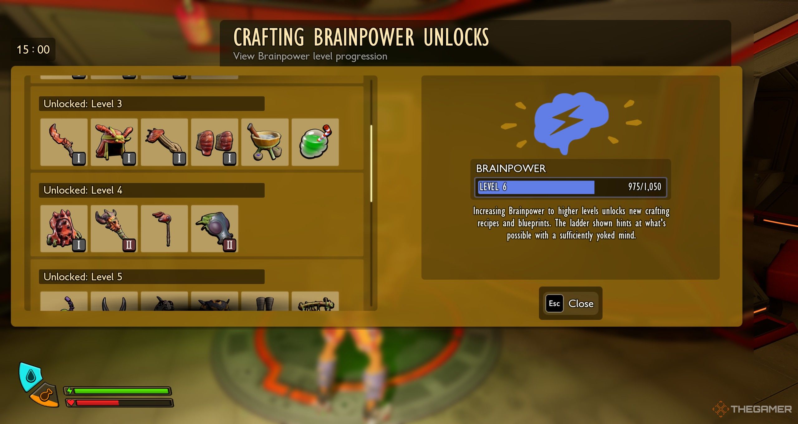 The gas mask unlocking at brainpower 4 in Grounded 2.