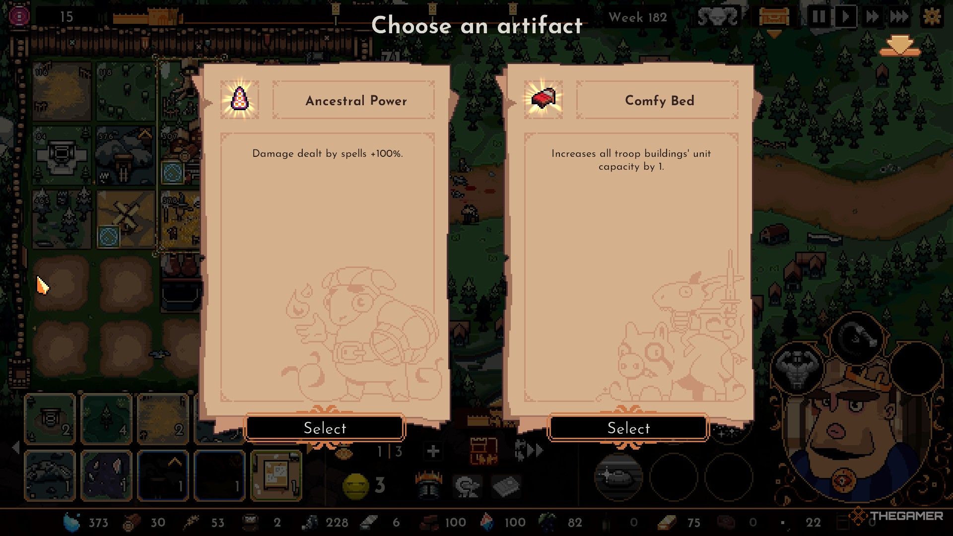 ancestral power and comfy bed are offered as artifact selections as legendary artifacts in the king is watching.