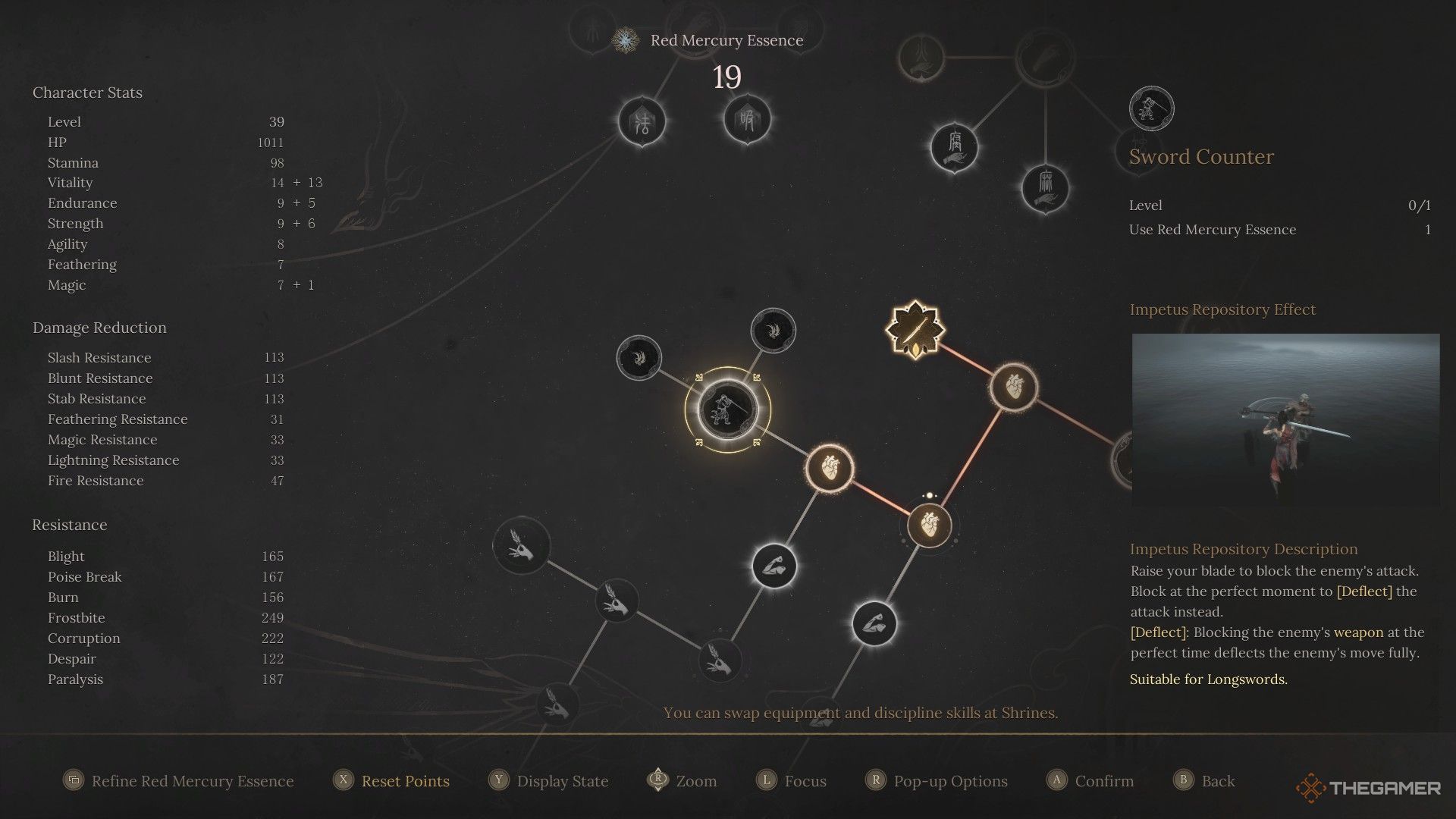Player learns the Sword Counter skill from the Impetus Repository in Wuchang: Fallen Feathers.