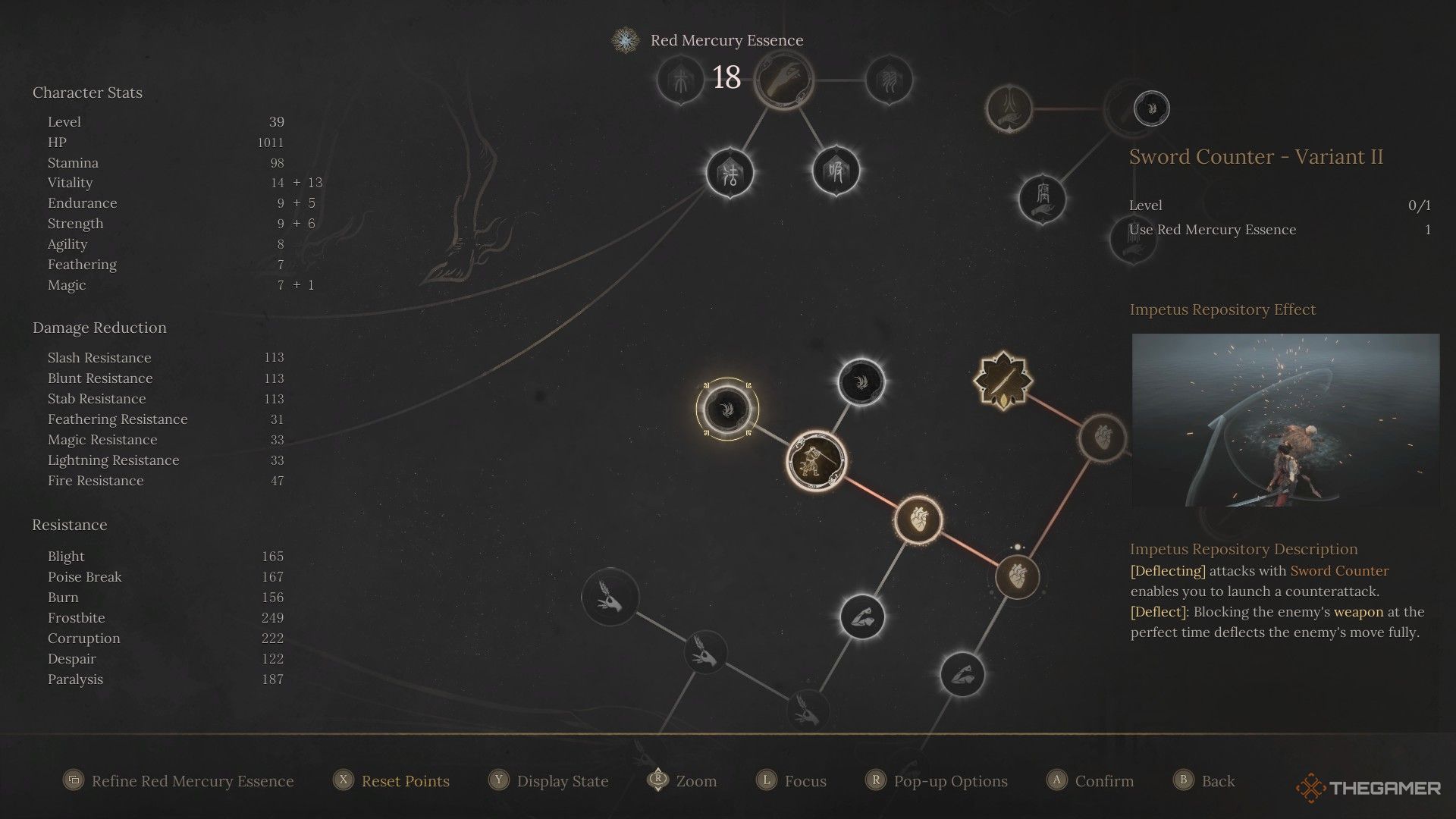 Player learns the Sword Counter Variant II in Wuchang: Fallen Feathers.