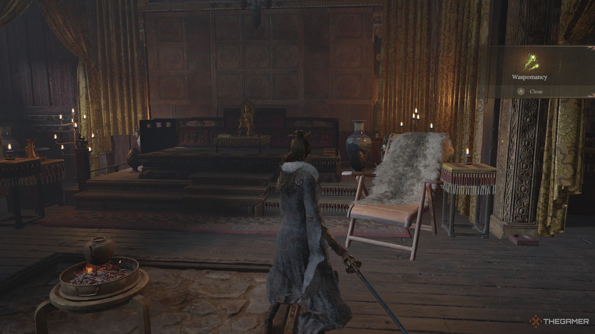Player finds the empty chair of Huang Yan in Wuchang: Fallen Feathers.
