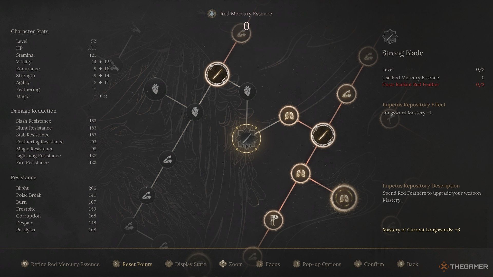 Wuchang looks at the Strong Blade upgrade in the Impetus Repository in Wuchang: Fallen Feathers.