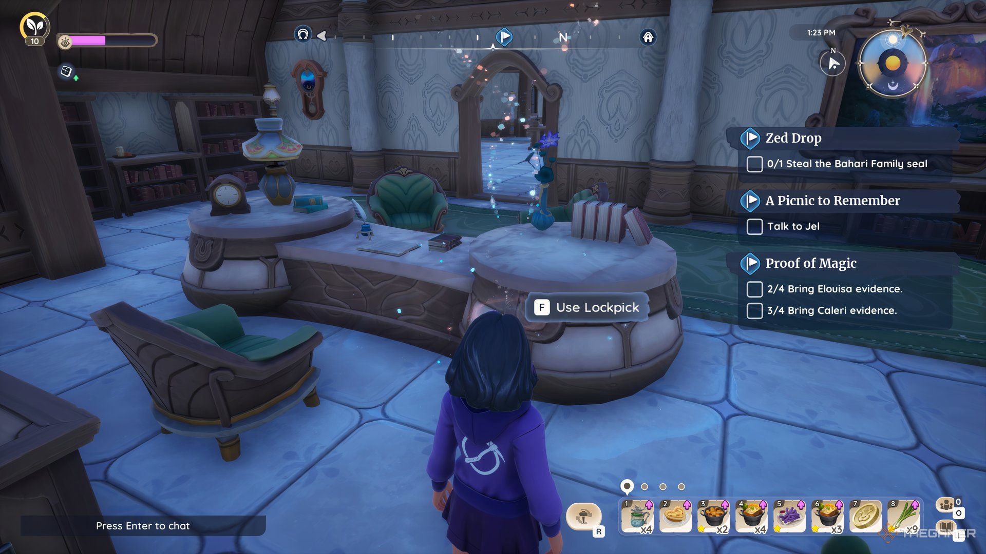 Using The Lockpick To Steal The Bahari Family Seal From Eshe's Office In Palia.