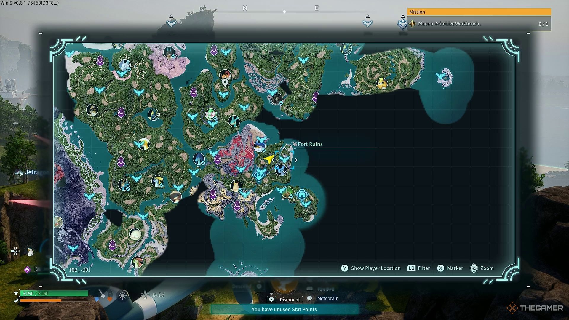 Fort Ruins location on the map in Palworld.