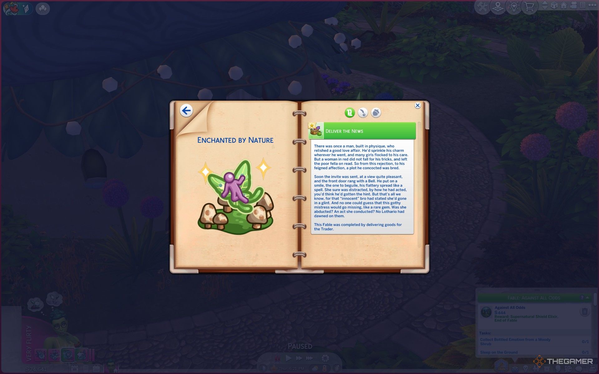 A Fable in a Sim's notebook in The Sims 4 Enchanted by Nature.