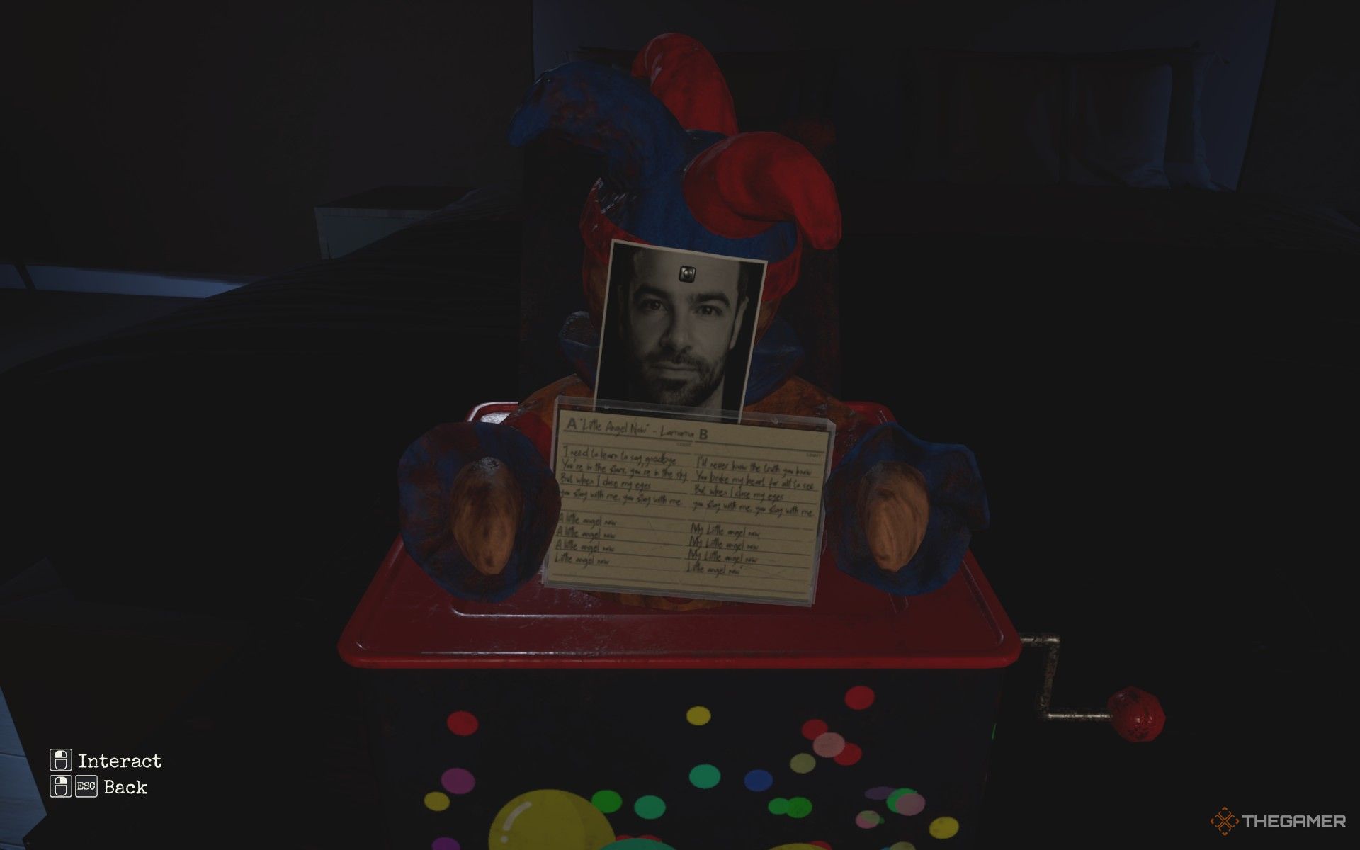 A Jack-in-the-box with Ben Starr's face from Dead Take.