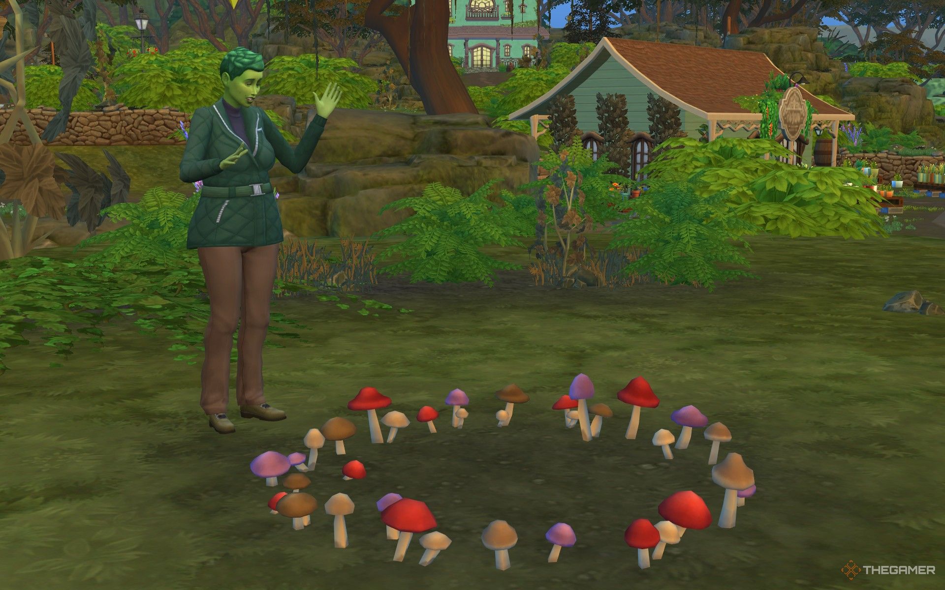 A PlantSim finding the fairy ring in The Sims 4 Enchanted by Nature.