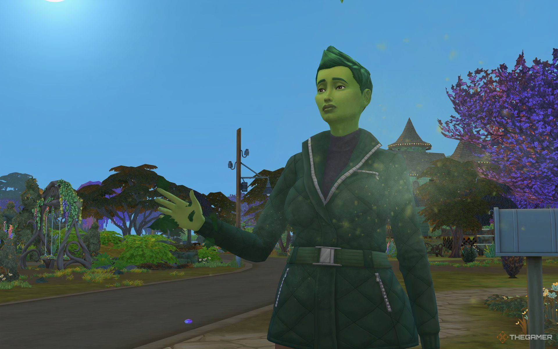 A PlantSim picking leaves off themselves in The Sims 4 Enchanted by Nature