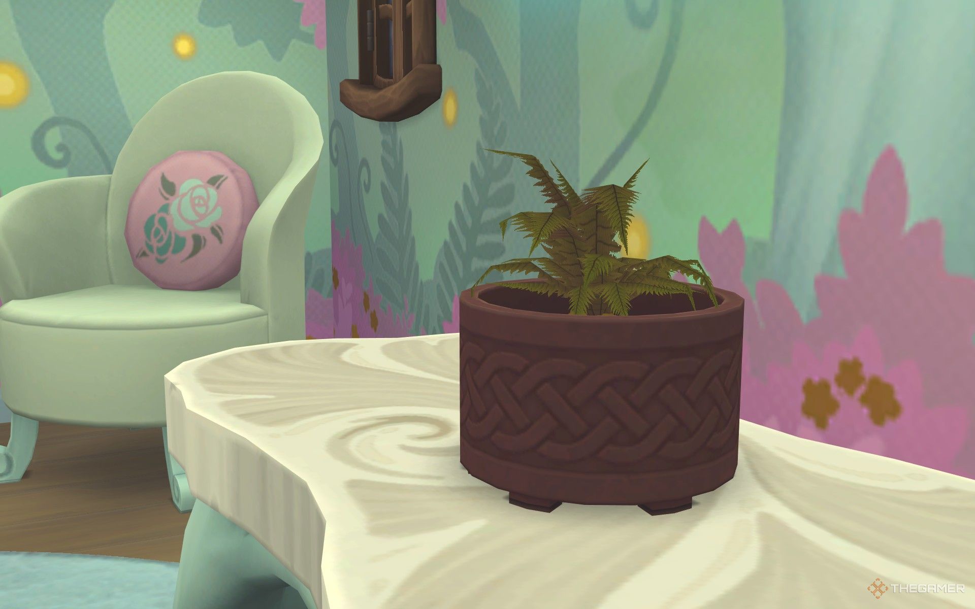 Горшок с растением в гостиной в The Sims 4 Enchanted by Nature.
