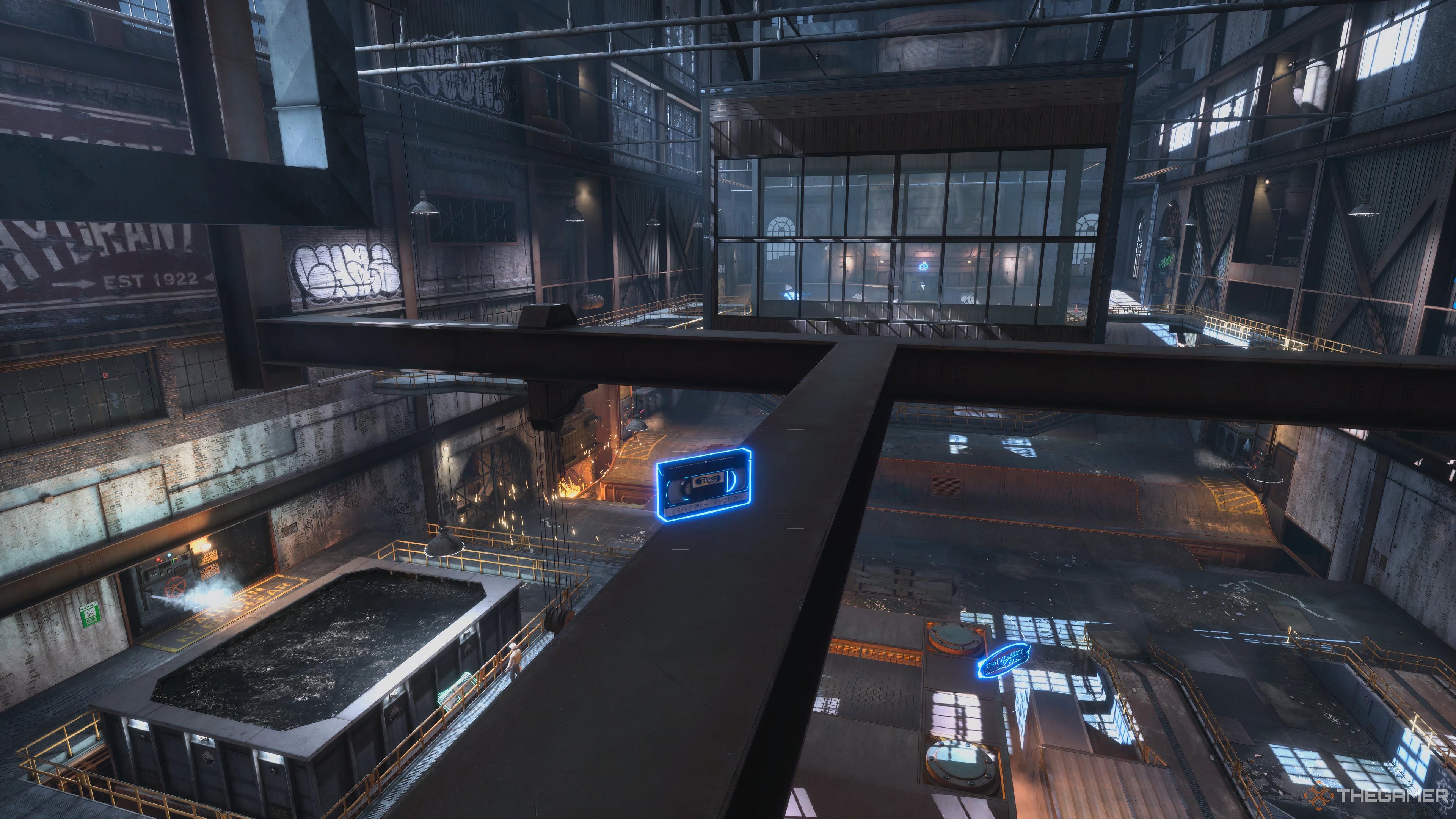 A secret tape on a beam in the Foundry in Tony Hawk's Pro Skater 3+4.
