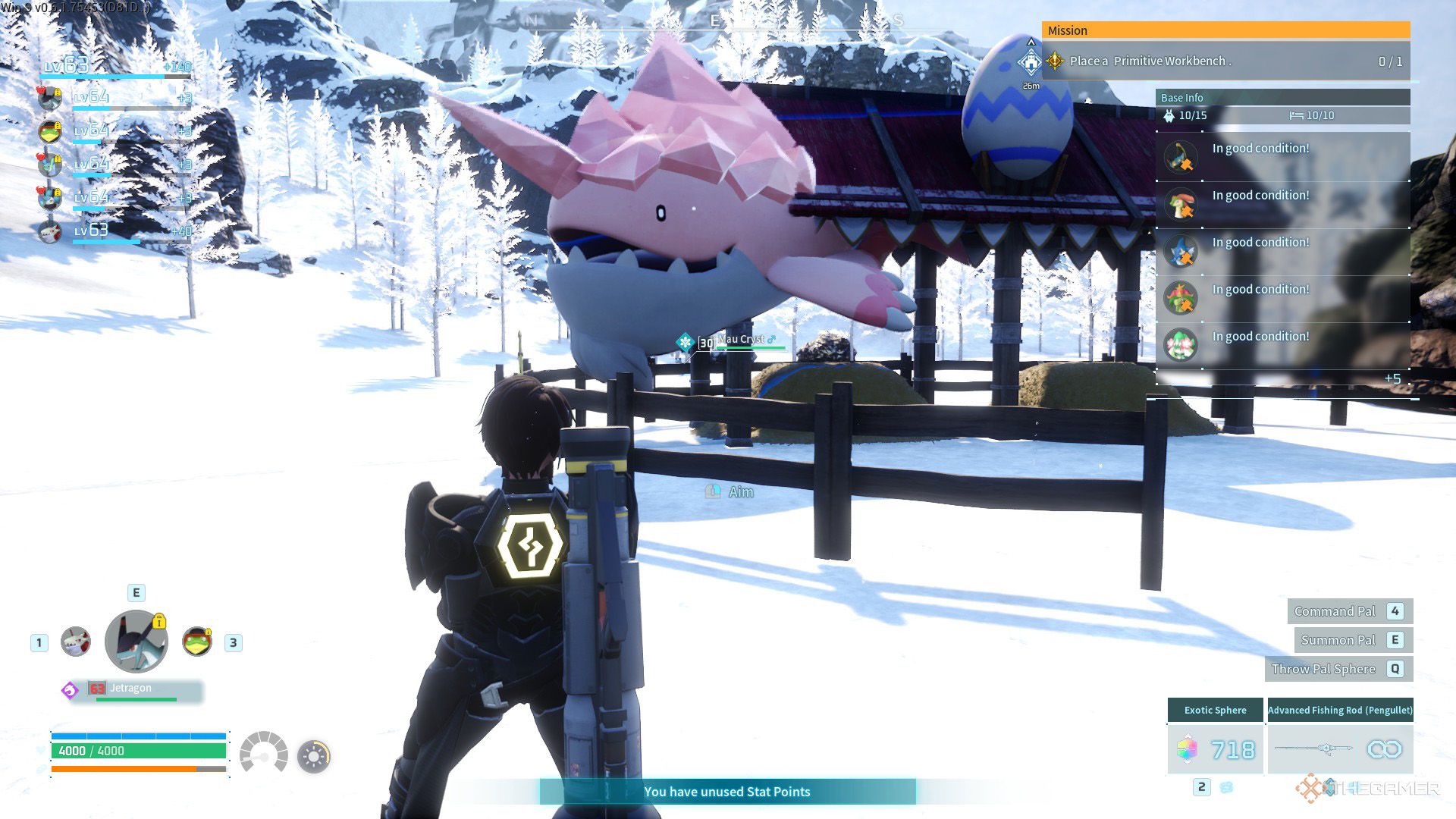 A Whalaska Ignis is waiting inside the breeding farm in Palworld.