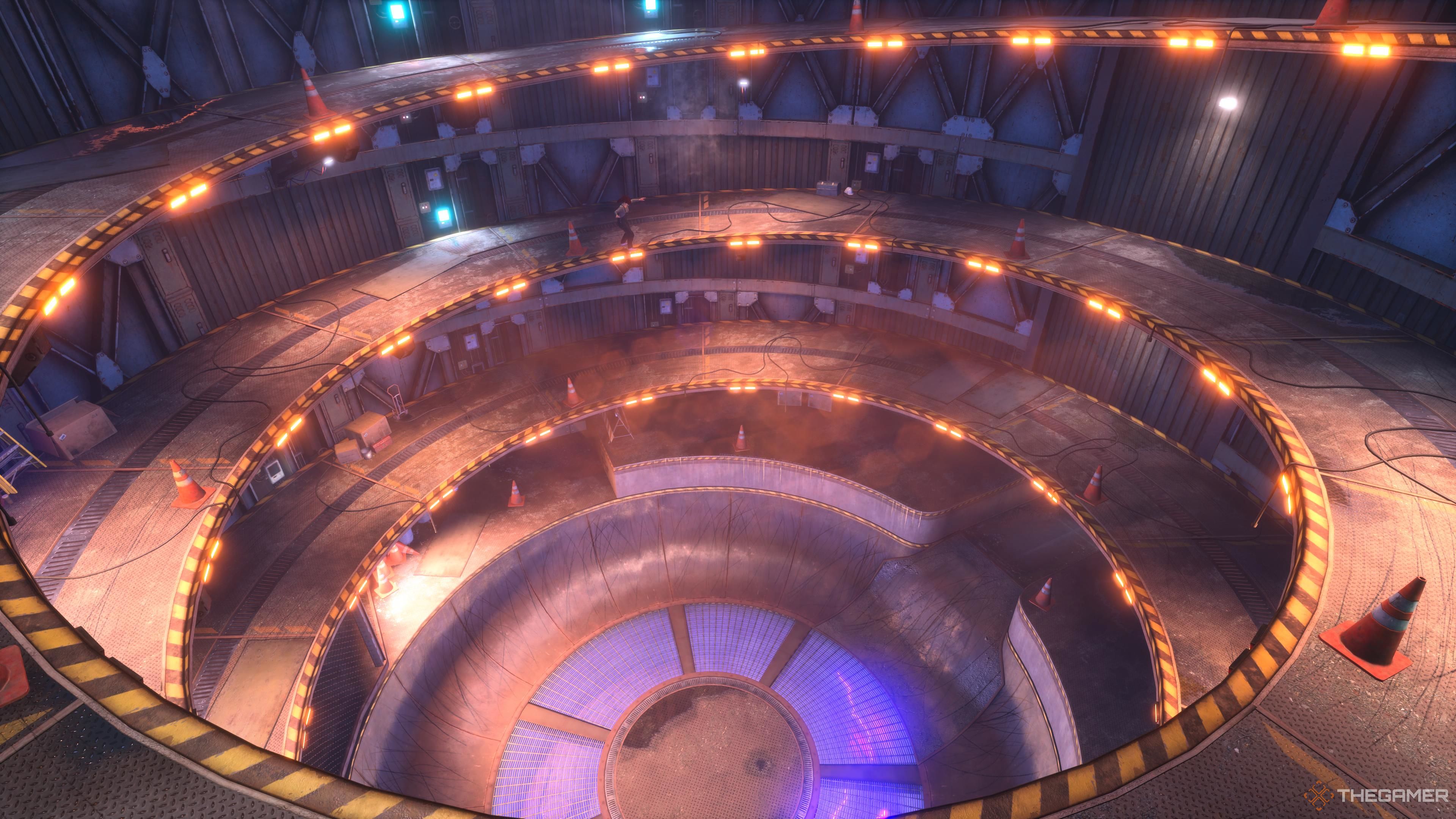 An aerial view of the hidden area in the Foundry stage of Tony Hawk's Pro Skater 3 + 4.