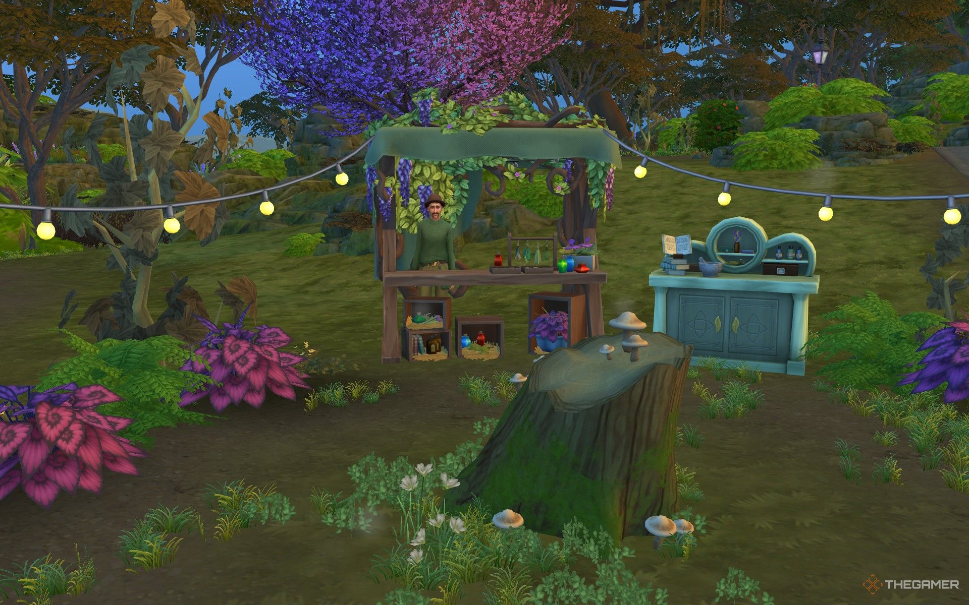 Apothecary Todd at his shop in The Sims 4 Enchanted by Nature.