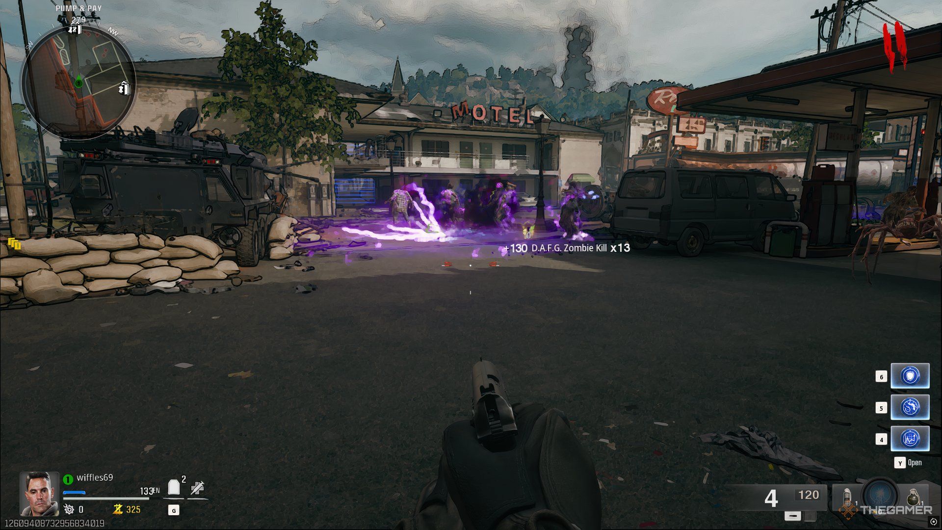 Player looking onward at zombies stuck in a purple coloured trap in Call of Duty: Black Ops 6 Zombies.