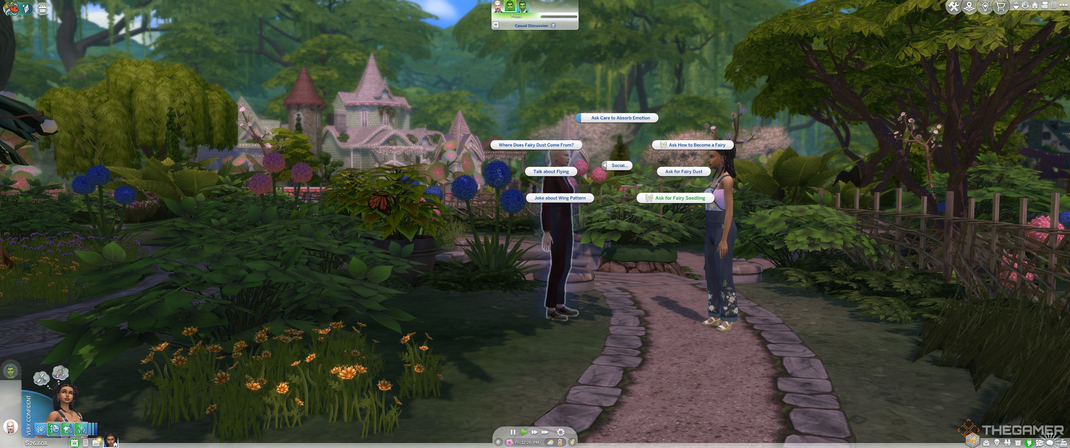 Care social menu asking for a fairy seedling in The Sims 4 Enchanted By Nature.