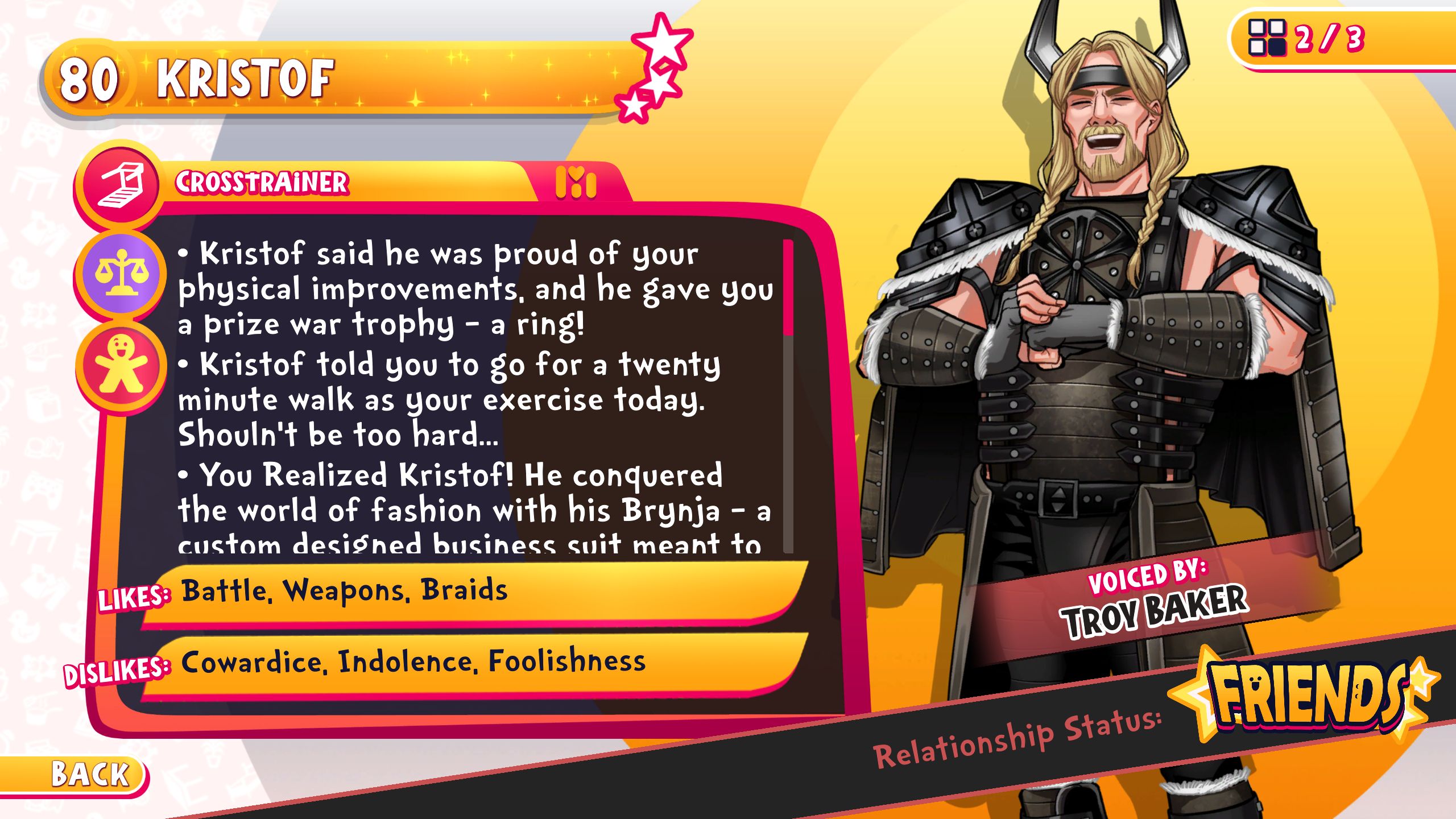 Kristof's profile menu in Date Everything!