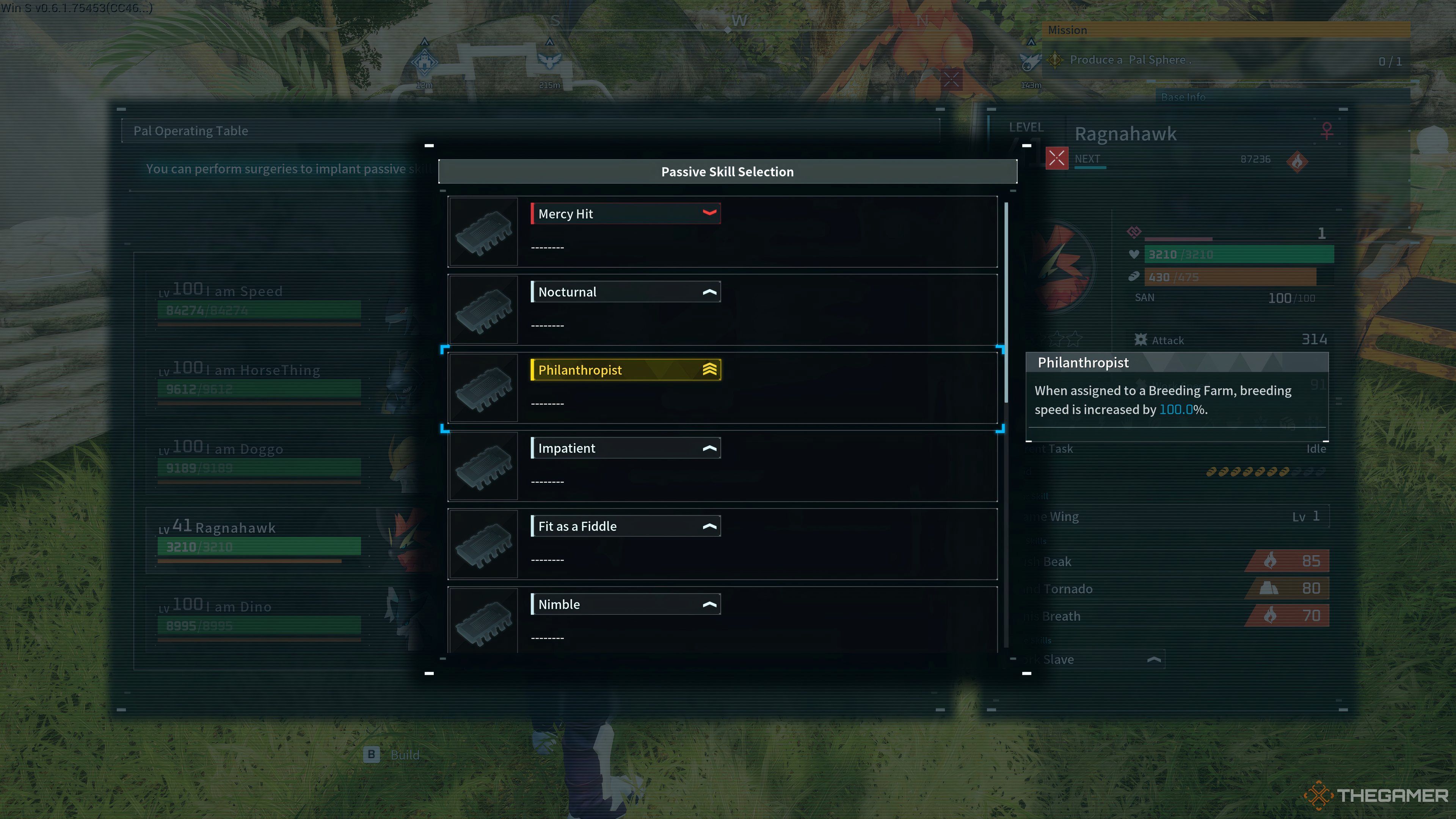 Default Passive Implant Skills at the Surgery Table in Palworld.