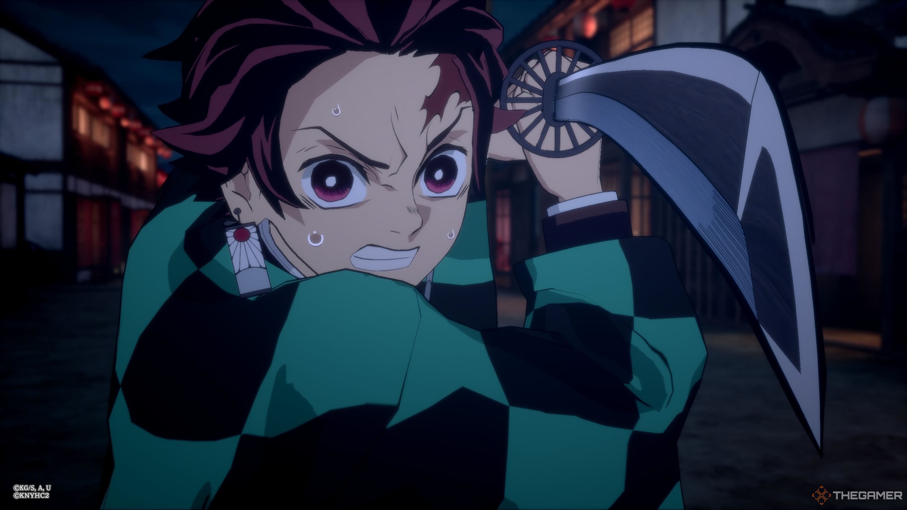 Tanjiro Kamoda's Hinokami Kagura form in Demon Slayer: The Hinokami Chronicles 2.