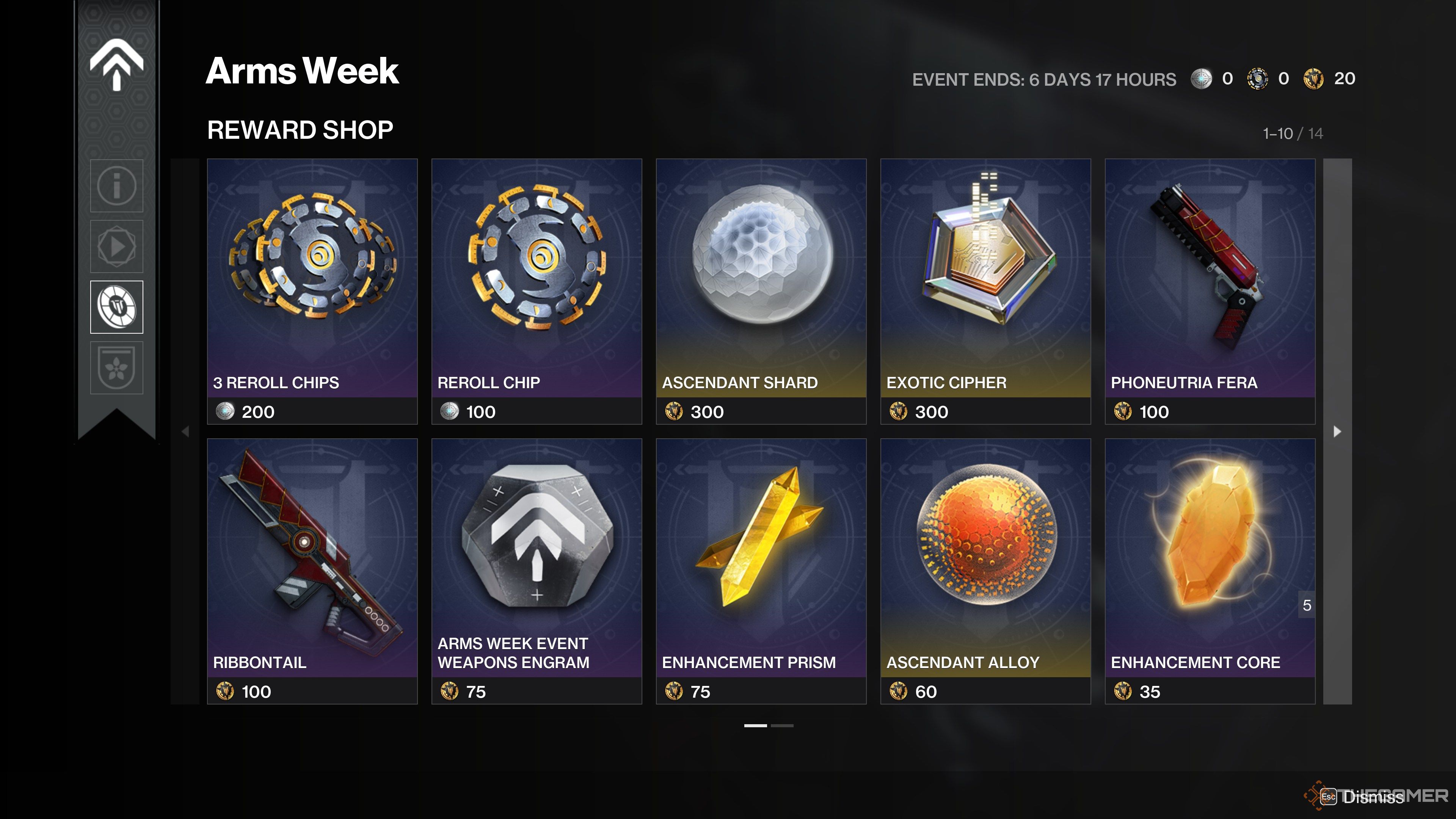 Destiny 2 Arms Week Event Shop