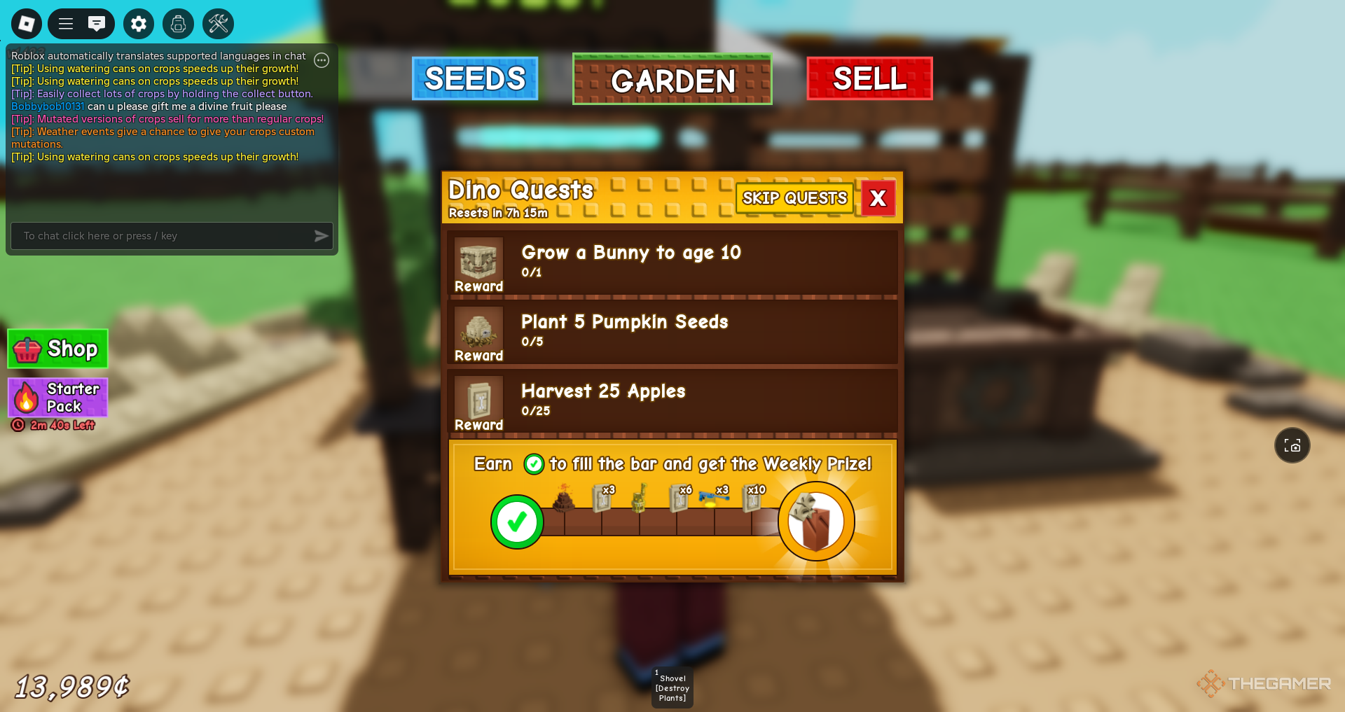 Dino Quests in Roblox Grow A Garden.