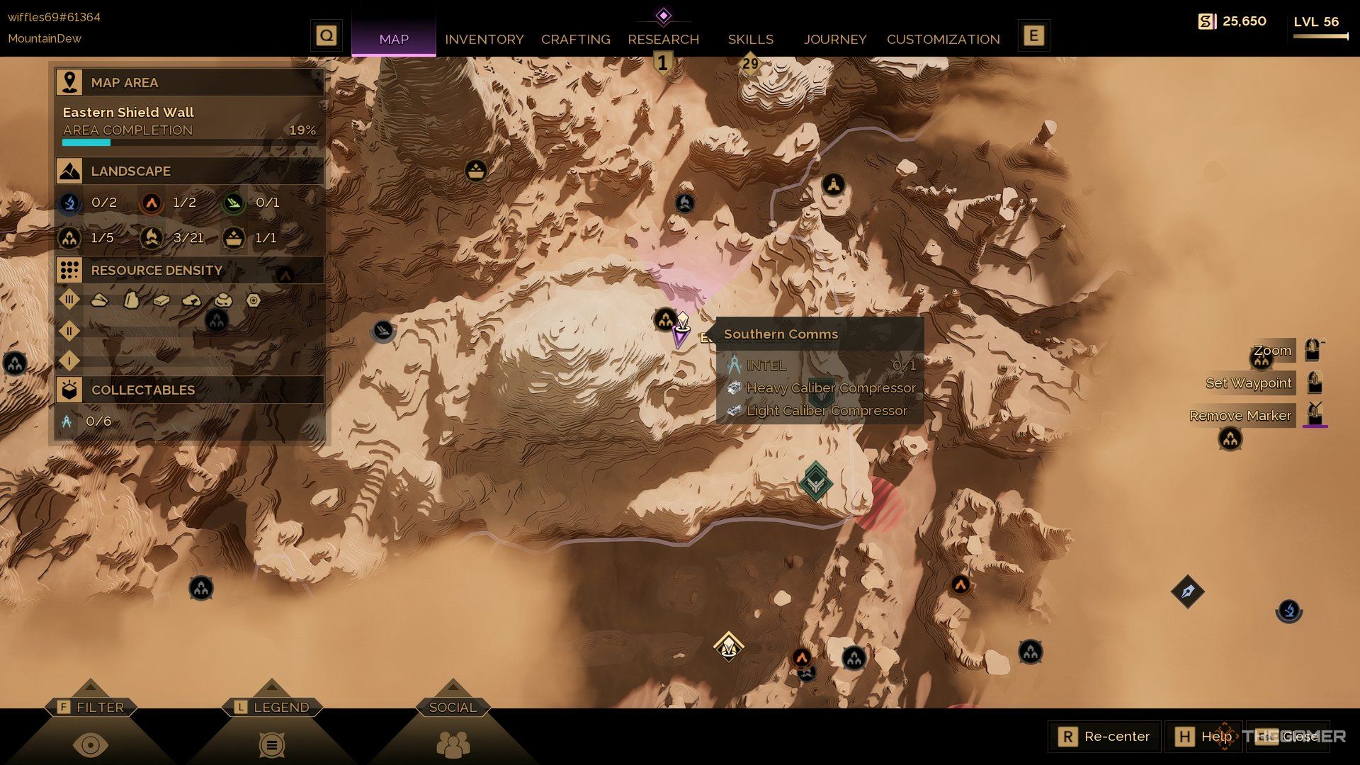 In the map of Dune: Awakening with the Southern Comms location highlighted. 