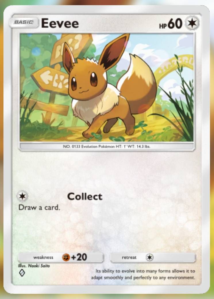 The Eevee card, from Pokemon TCG Pocket's Eevee Grove expansion.