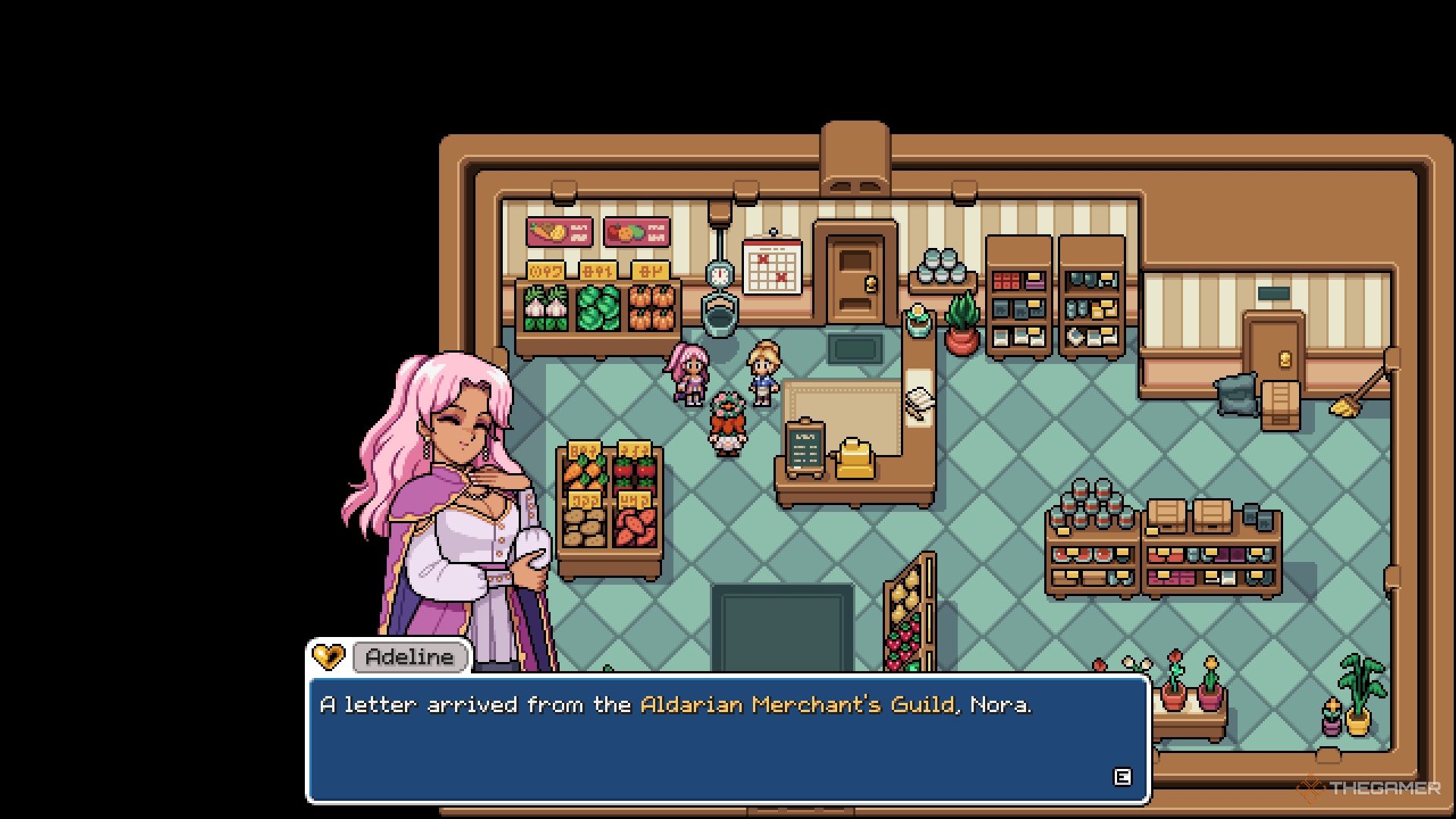 Fields of Mistria Adeline tells Nora about a special letter in the general store.