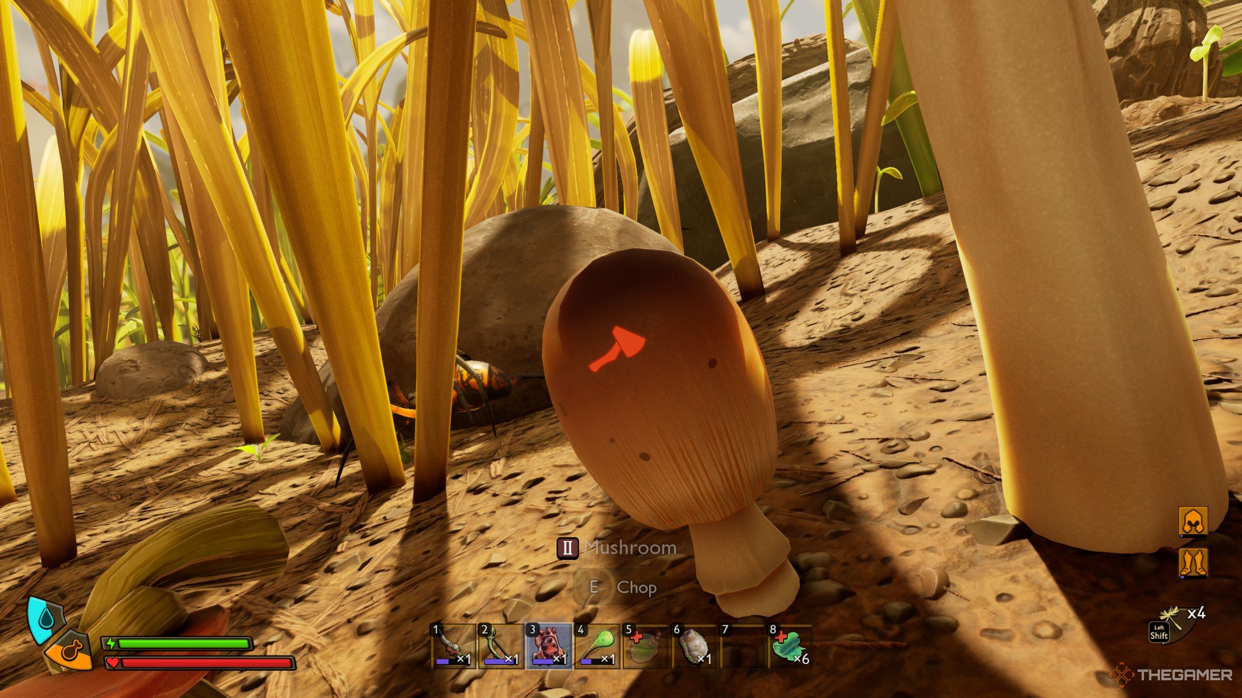 Grounded 2 attempting to hit mushroom.
