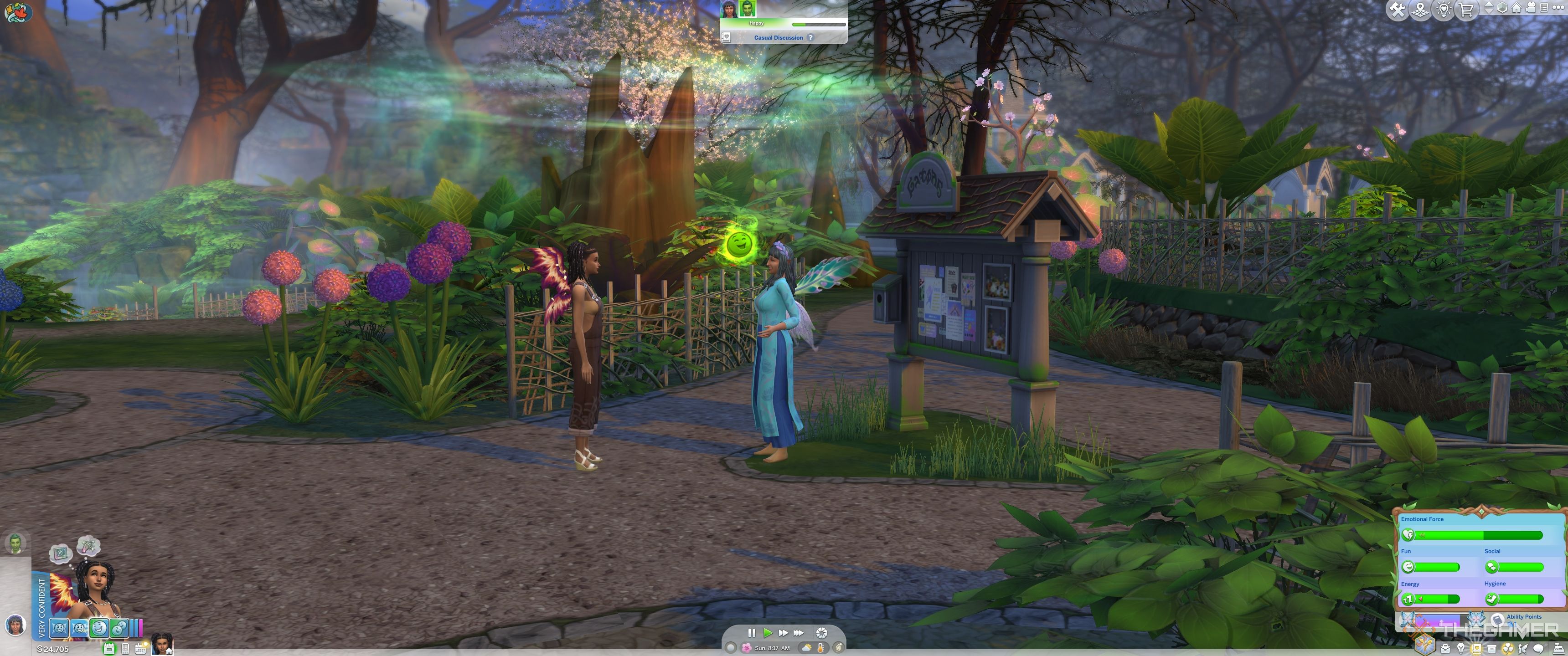 Happiness emotion detected emoji in The Sims 4 Enchanted By Nature.
