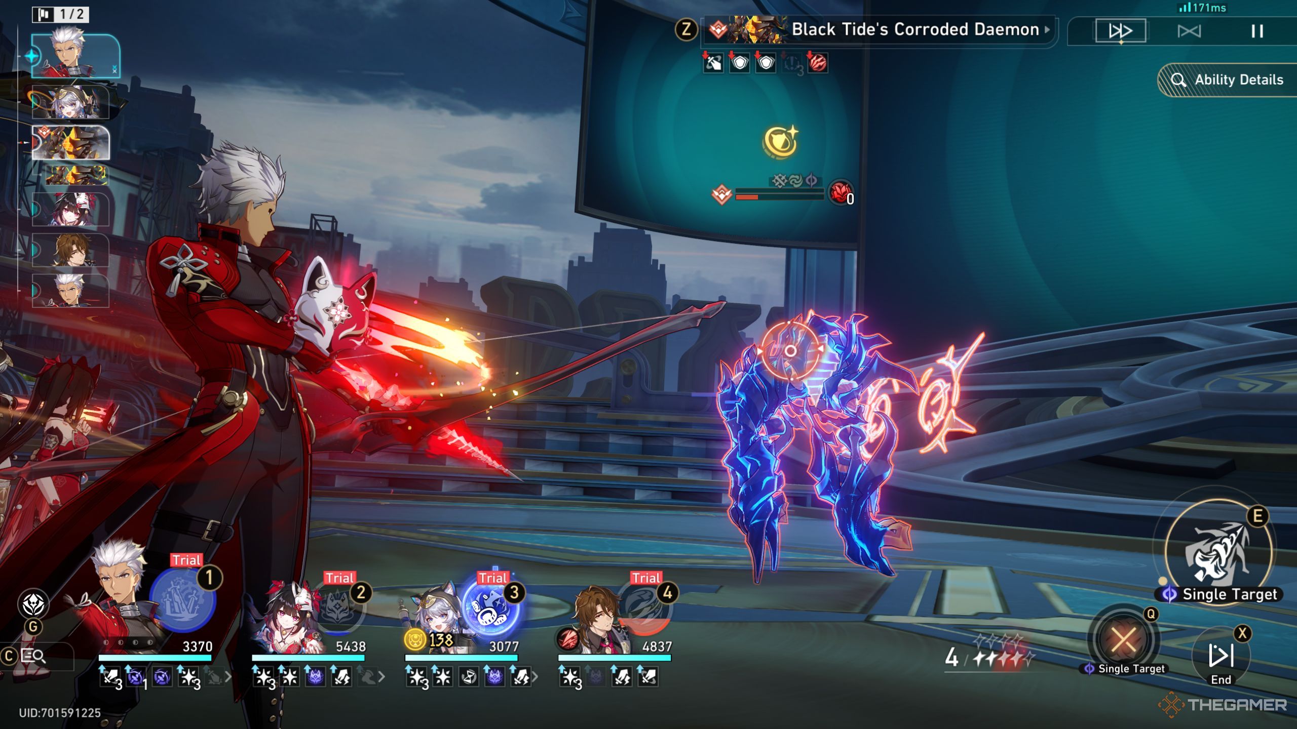Honkai Star Rail Archer using his bow in the battle.