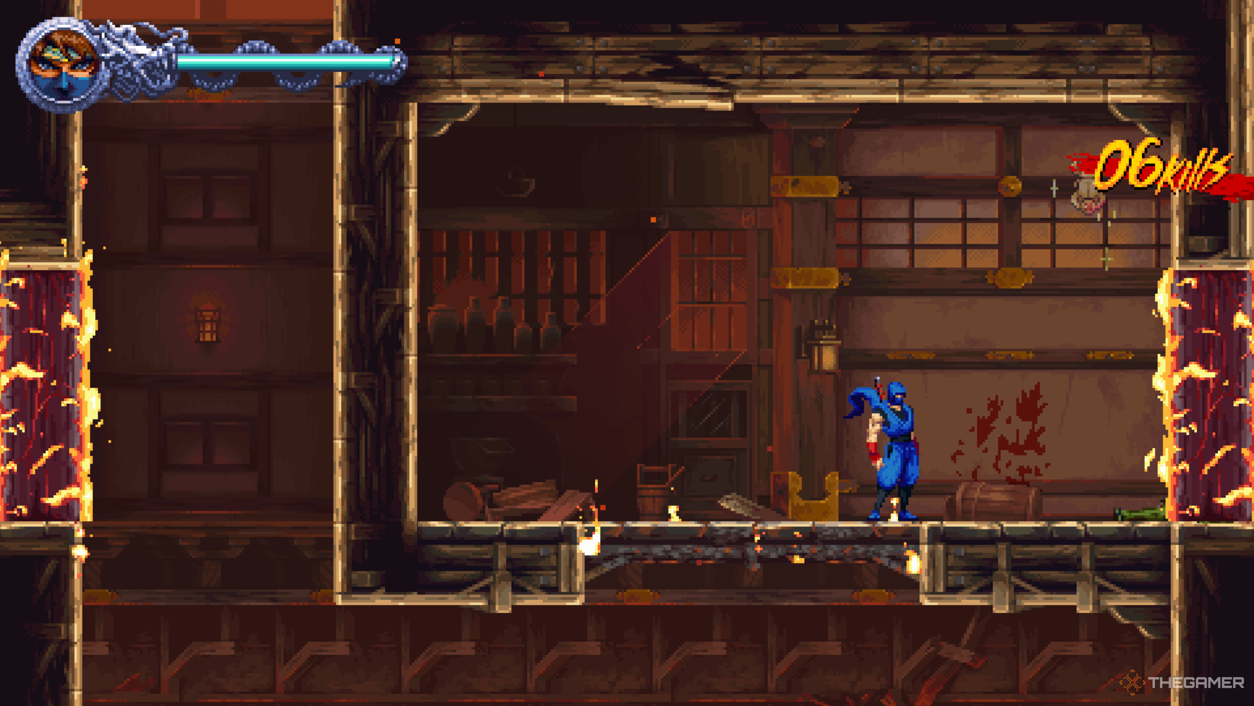 The thitd Golden Scarab in Ninja Gaiden: Ragebound's Seized By Dark Forces level.