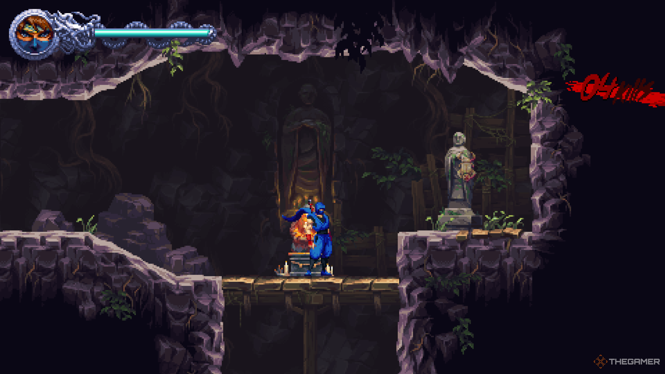 The second Golden Scarab in Ninja Gaiden: Ragebound's Seized By Dark Forces level.