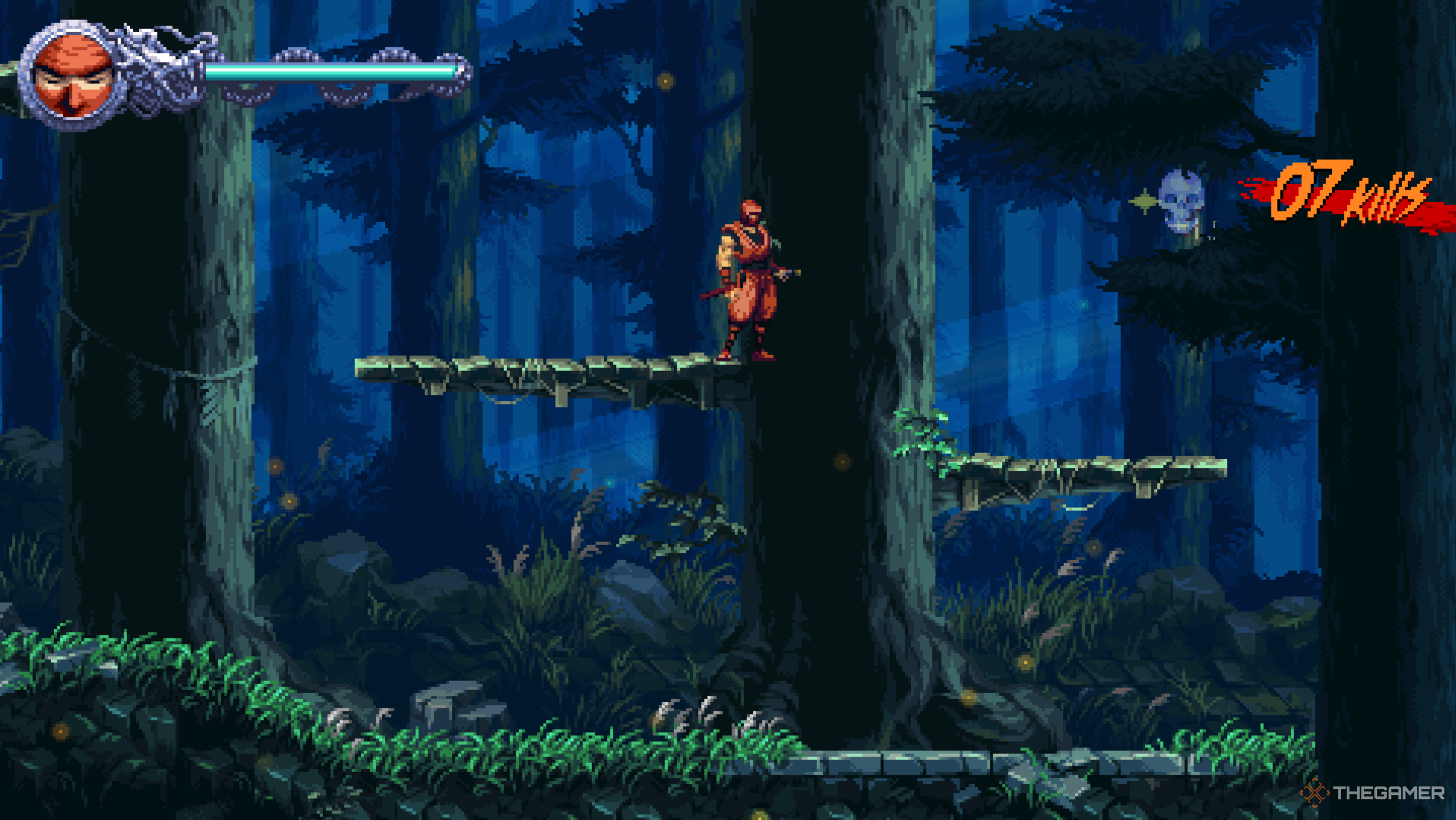 The third Crystal Skull in Ninja Gaiden: Ragebound's The Tragic Duel level.