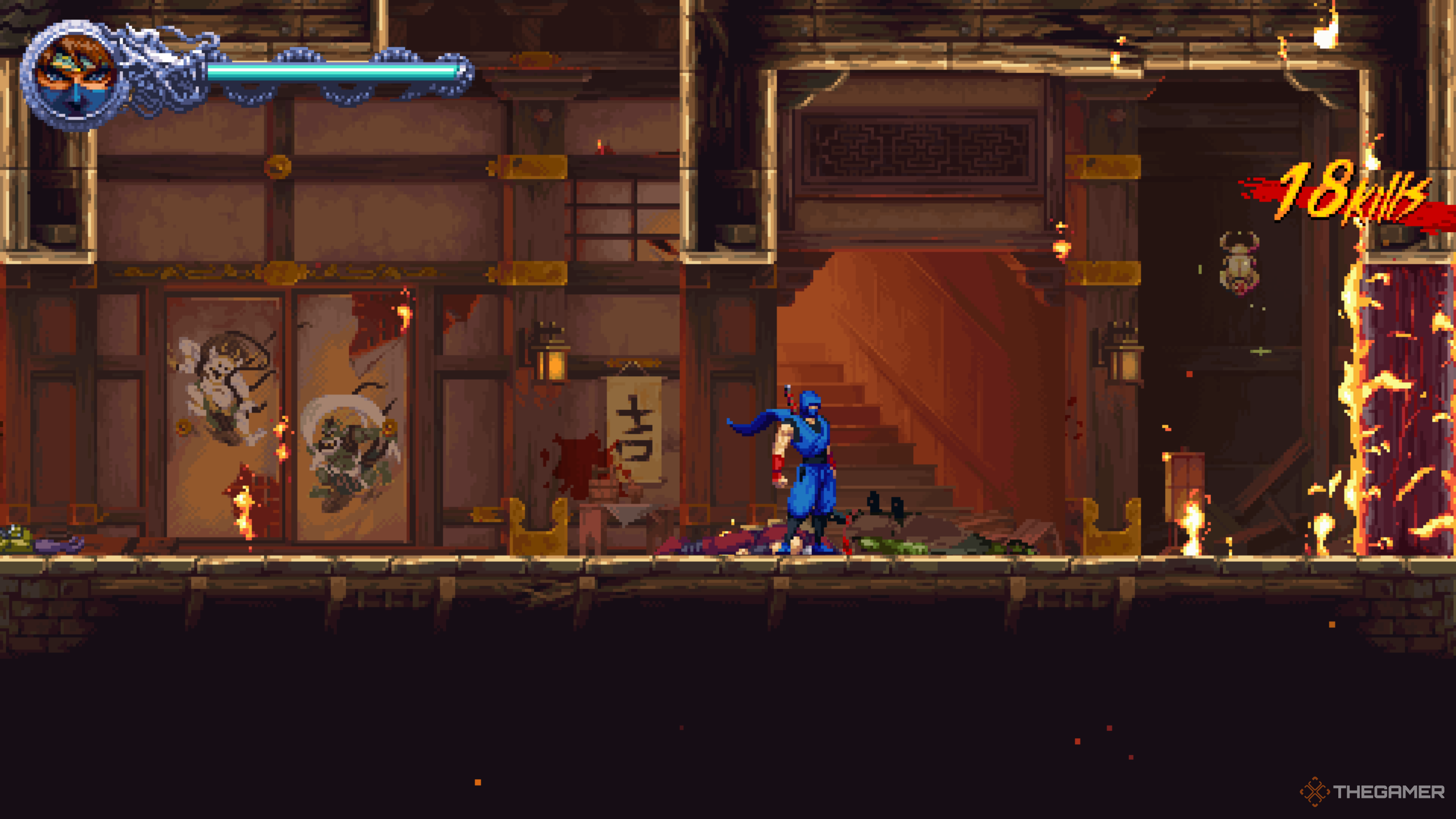 The first Golden Scarab in Ninja Gaiden: Ragebound's Seized By Dark Forces level.