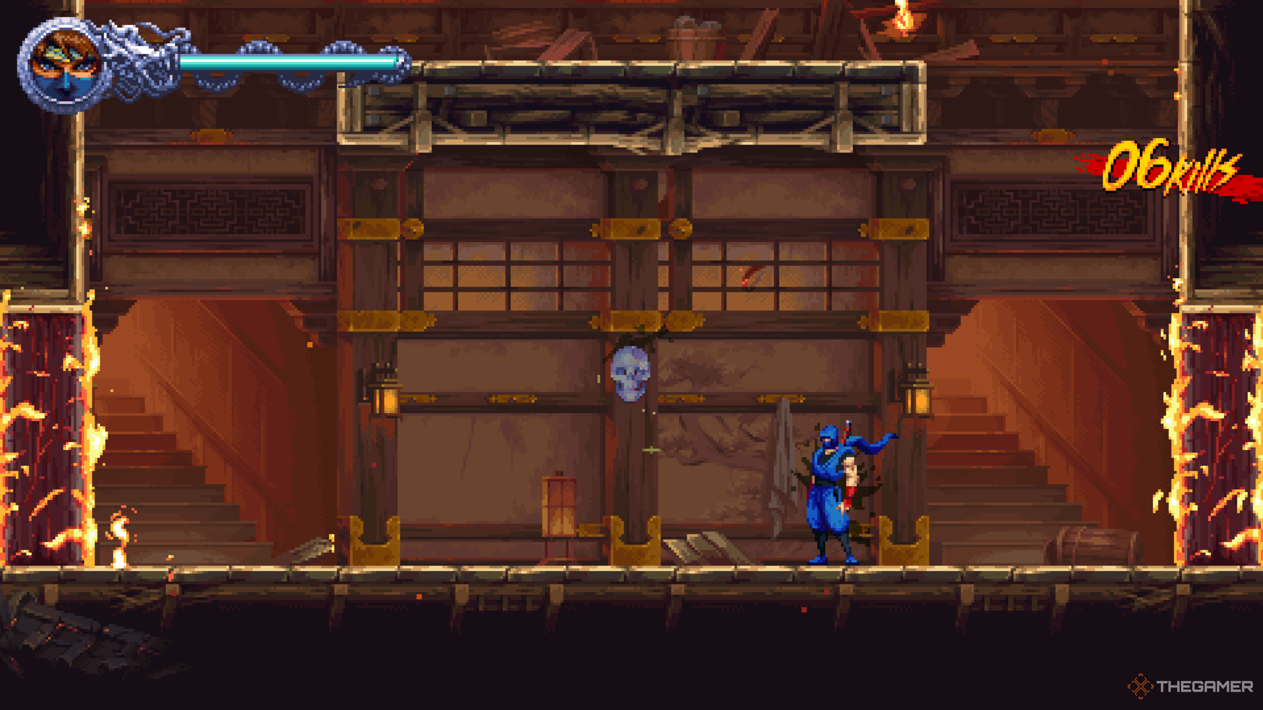 The first Crystal Skull in Ninja Gaiden: Ragebound's Seized By Dark Forces level.