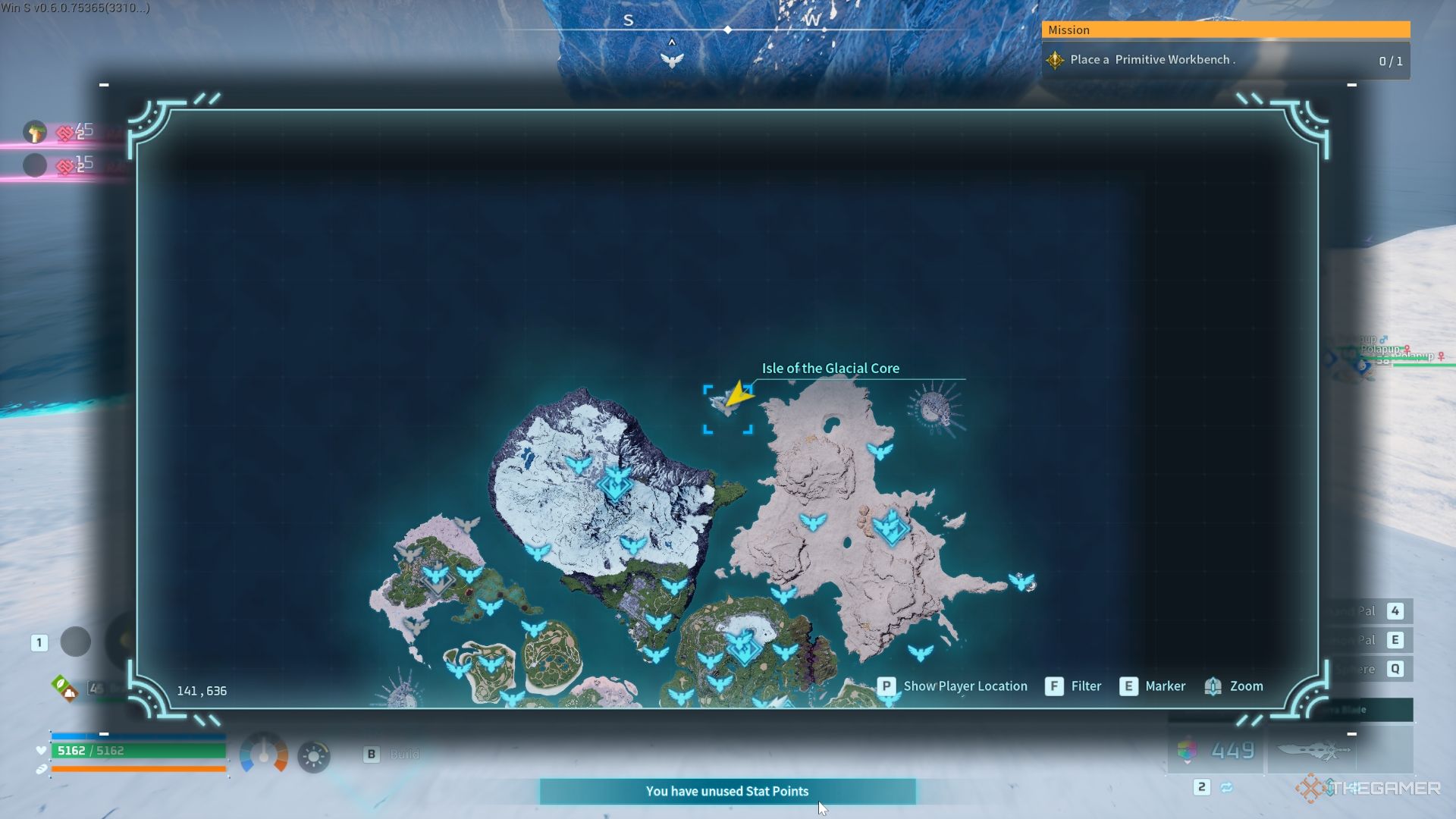 Isle of the Glacial Core location on the map - Palworld