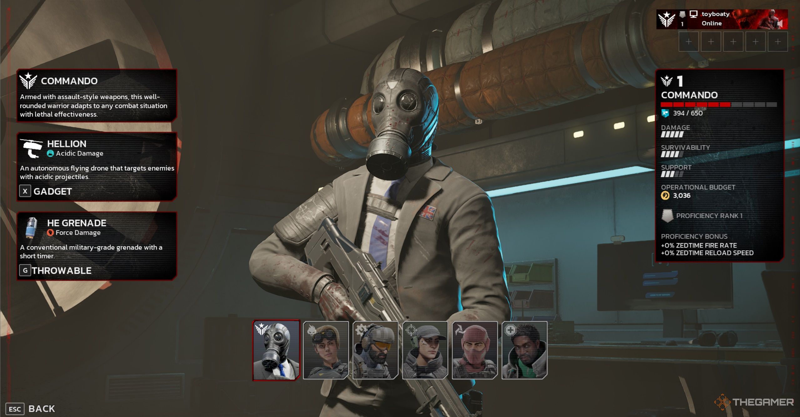 Specialist menu in Killing Floor 3 that shows the different options avaliable to you.