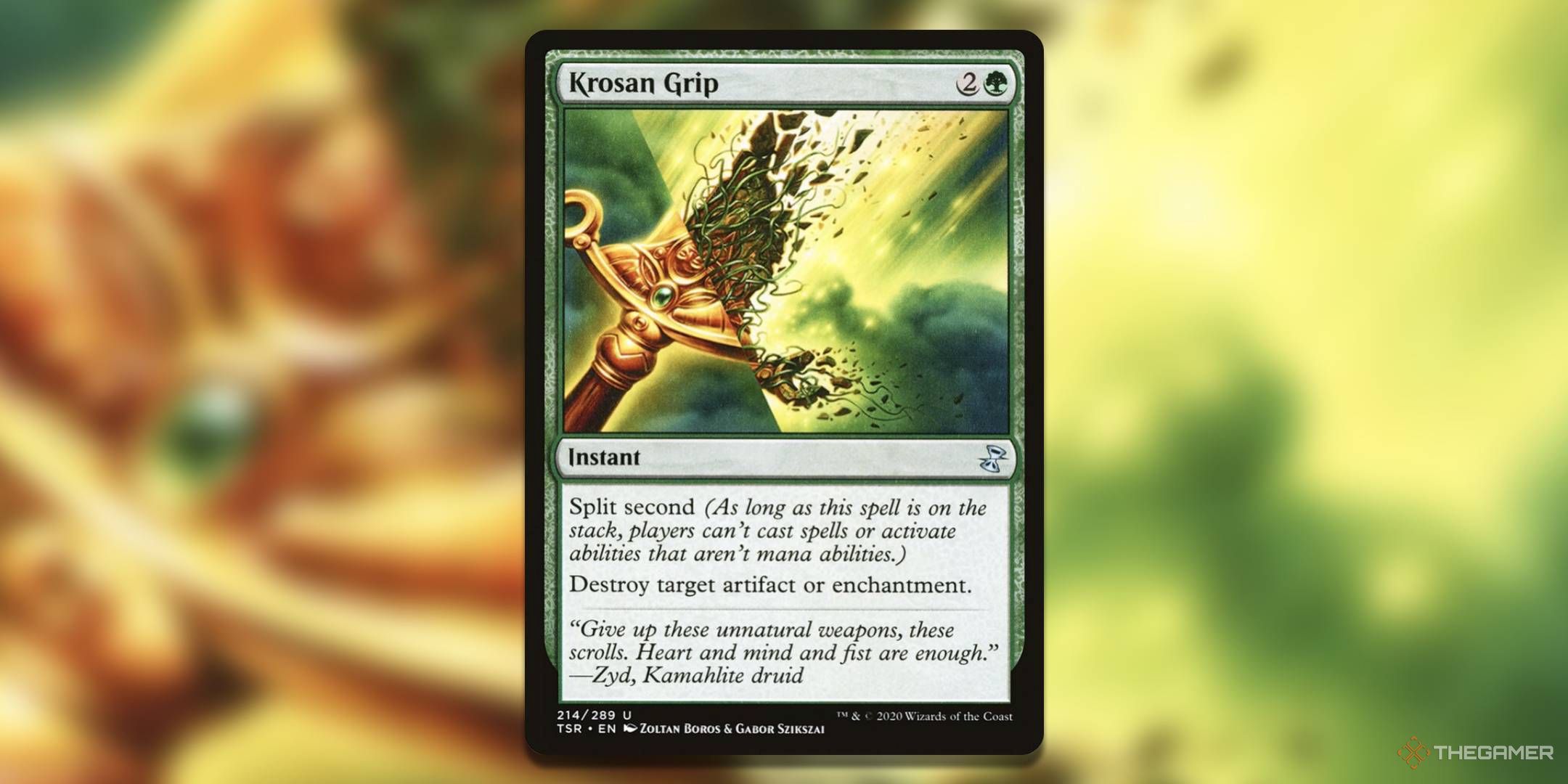 The Krosan Grip card, from Magic: The Gathering's Time Spiral Remastered set.