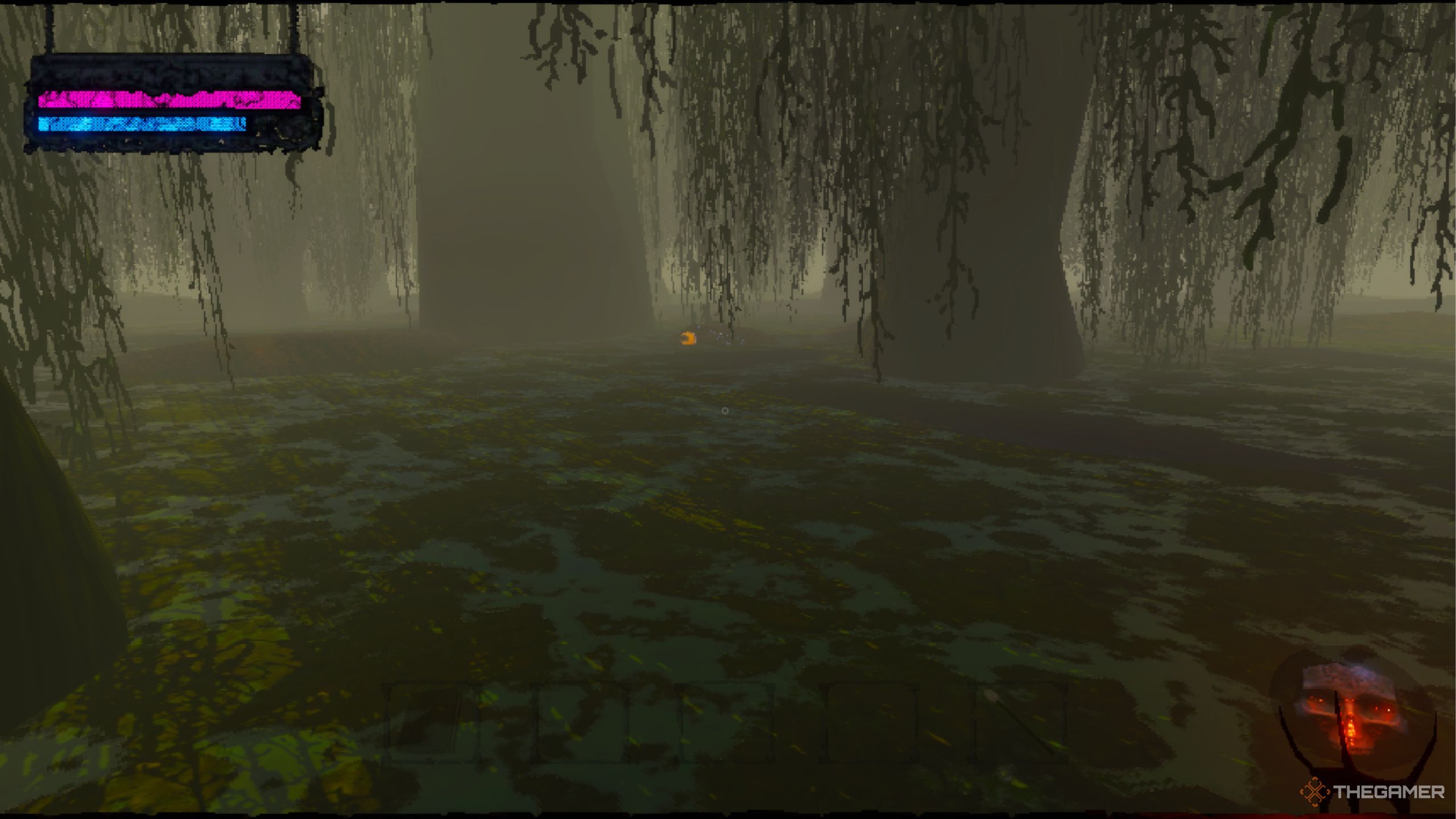 Mage Arena frog hidden inside the swamp.