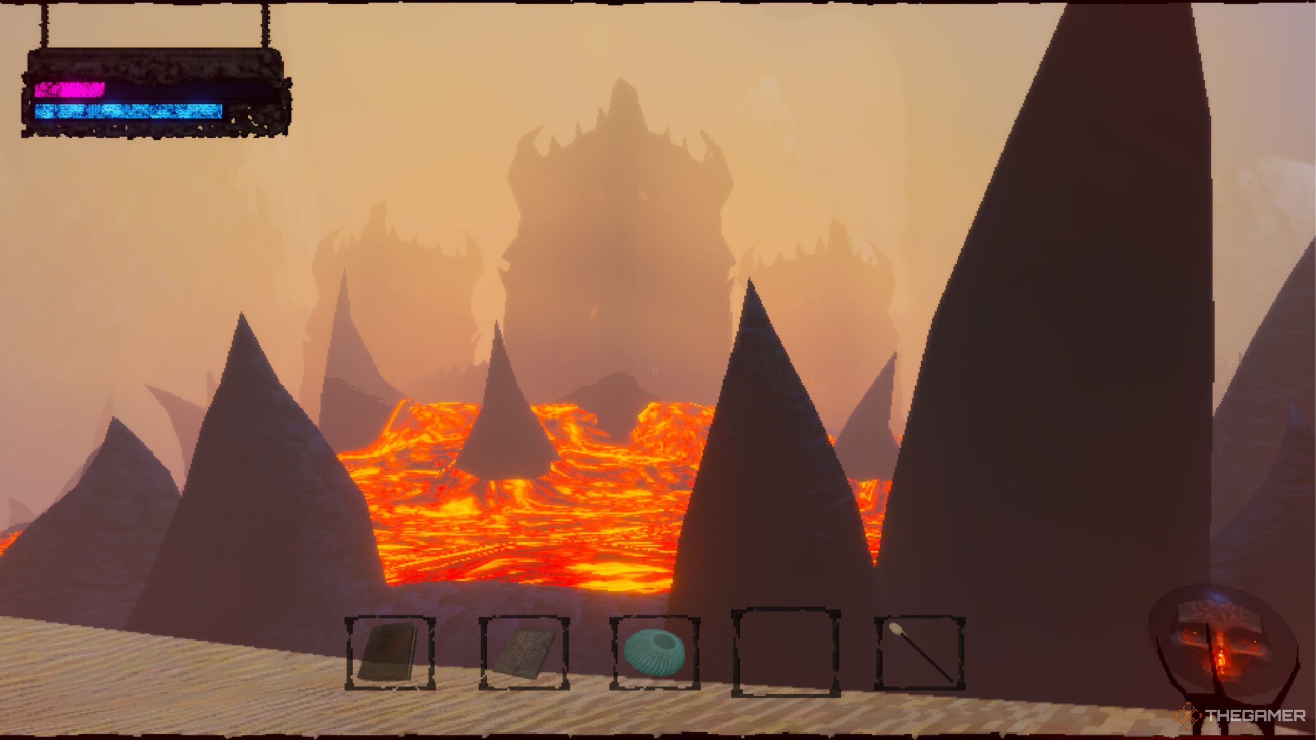 Mage Arena showcasing the lava biome.
