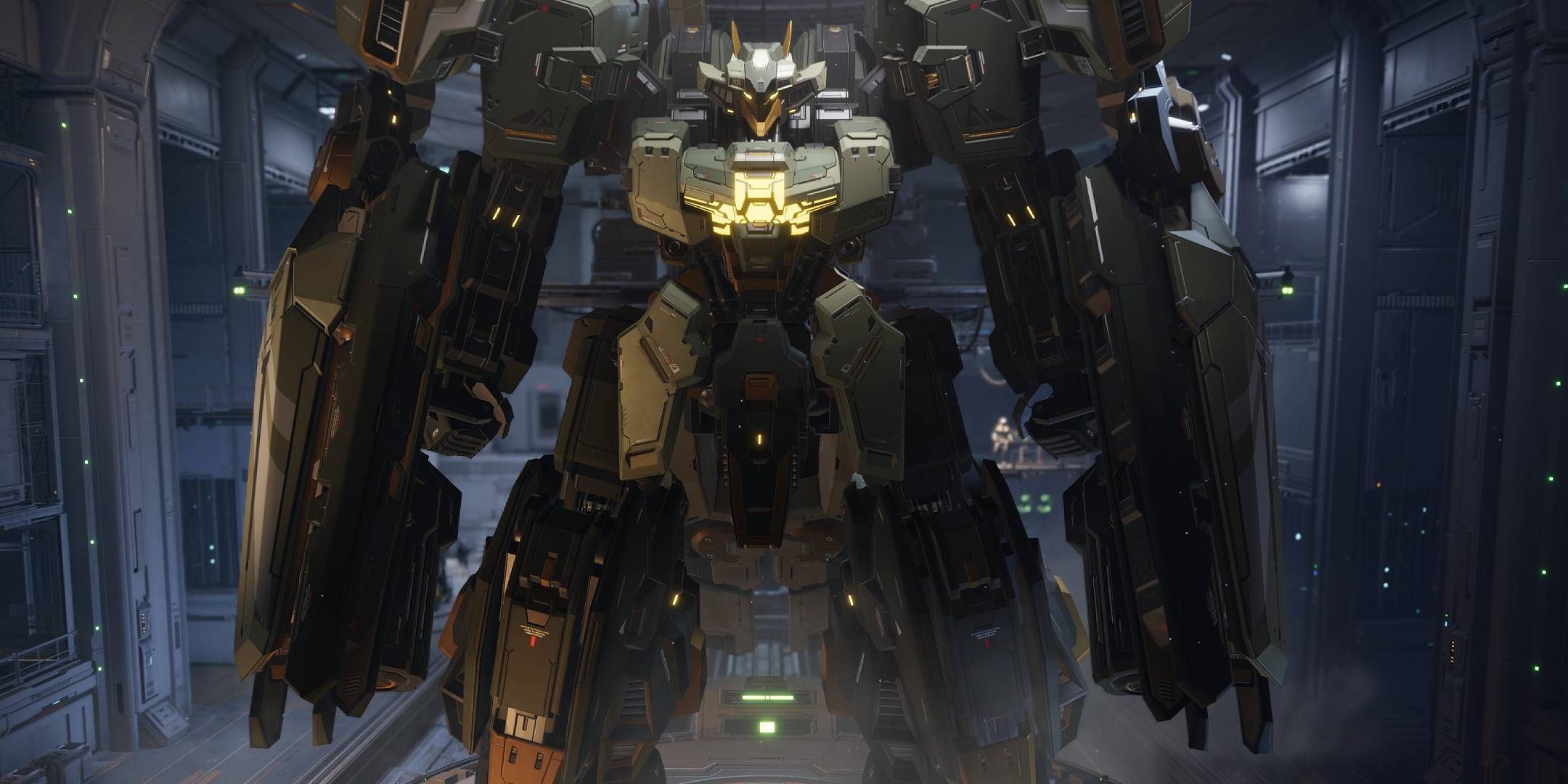 Mecha Break, large mech in the hangar.